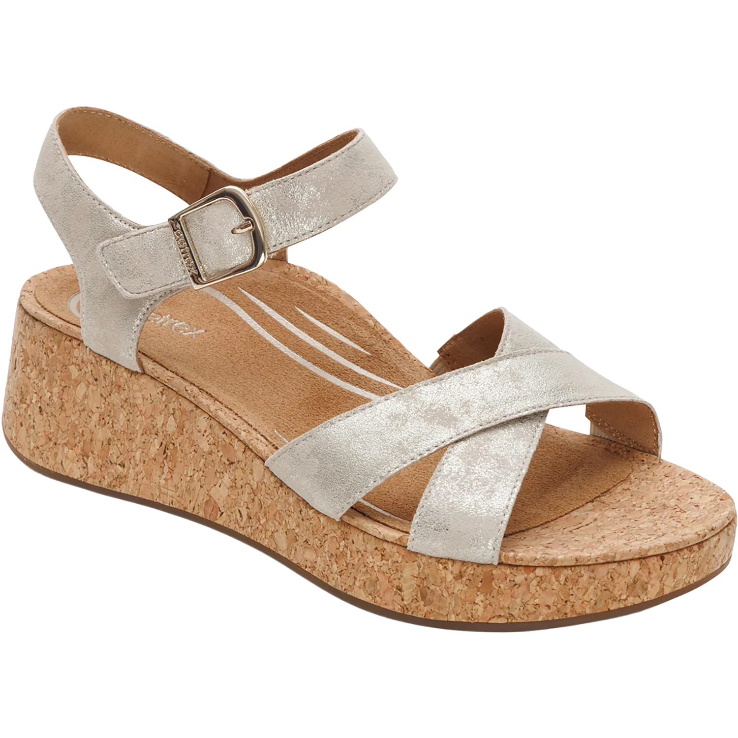 Aetrex Flora Women's Wedge Sandals Champagne - Image 5
