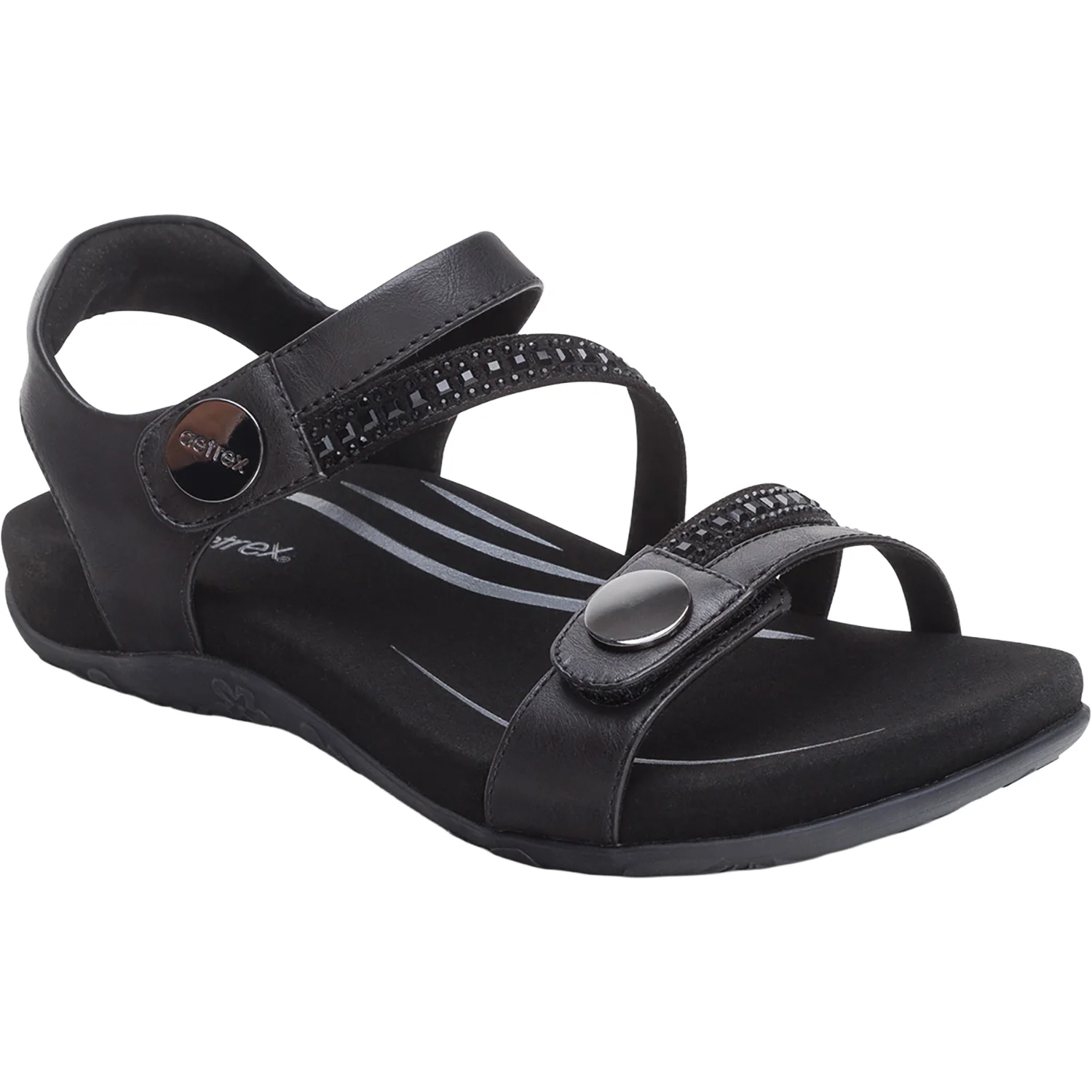 Aetrex Jess Women's Sandals Black Sparkle - Image 5