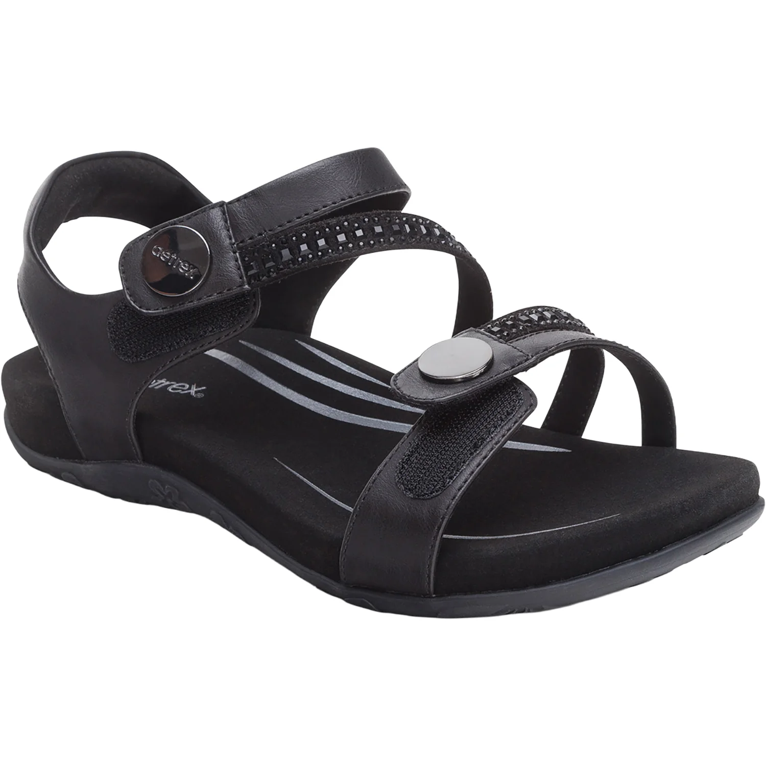 Aetrex Jess Women's Sandals Black Sparkle - Image 6