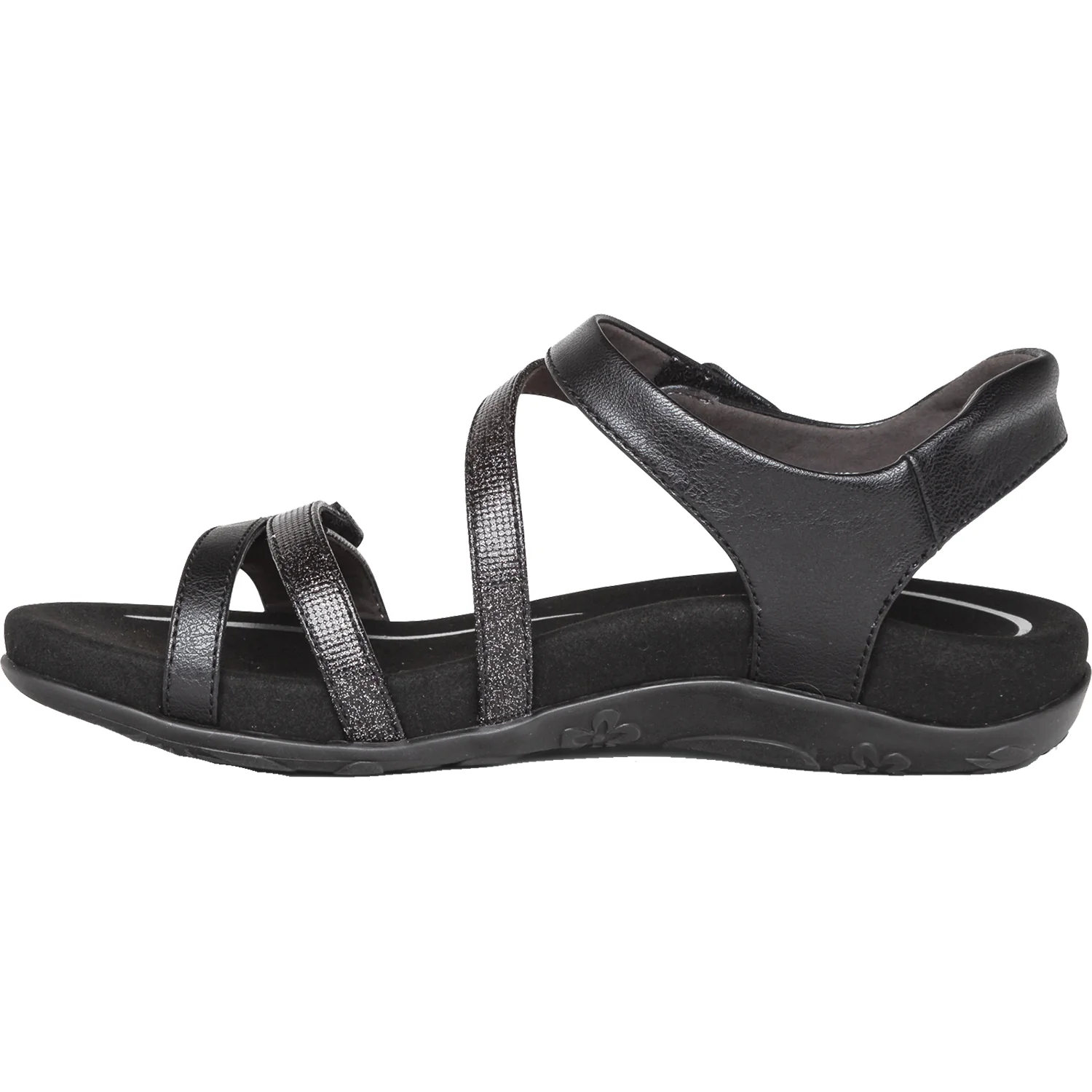Aetrex Jess Women's Quarter Strap Sandals Black Synthetic - Image 3