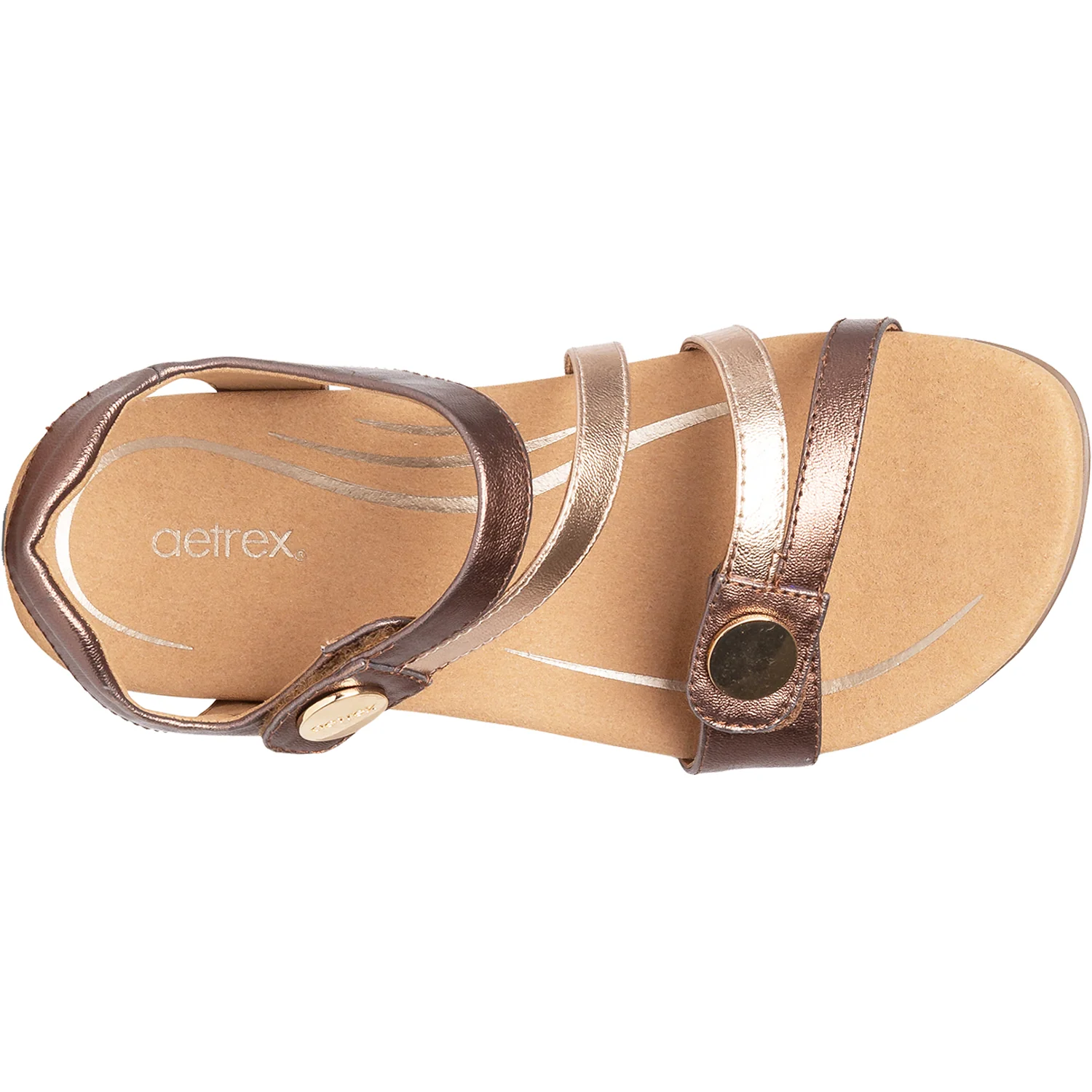 Aetrex Jess Women's Ankle Strap Sandals Bronze Synthetic - Image 2
