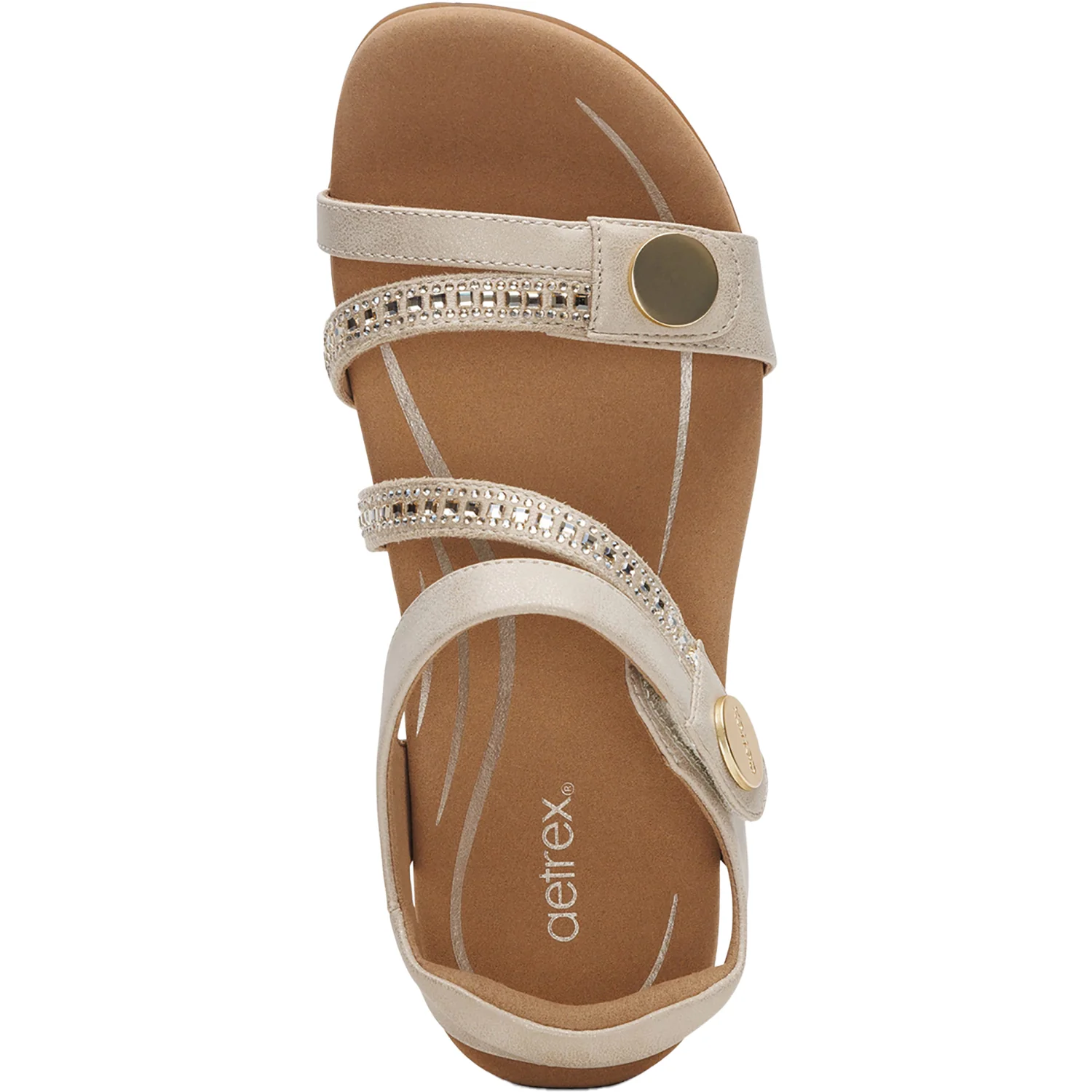 Aetrex Jess Jeweled Women's Sandals Champagne Sparkle - Image 2
