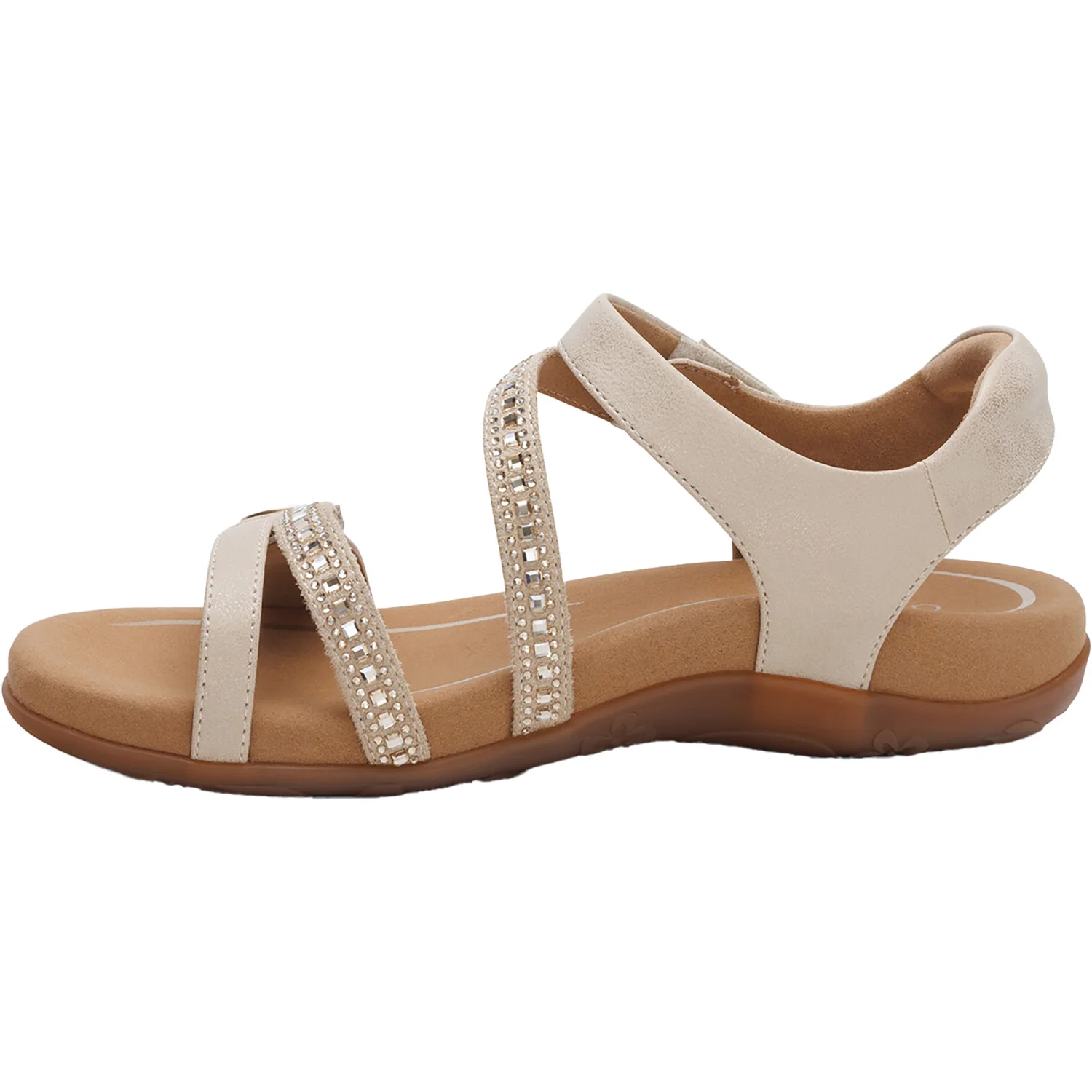 Aetrex Jess Jeweled Women's Sandals Champagne Sparkle - Image 3
