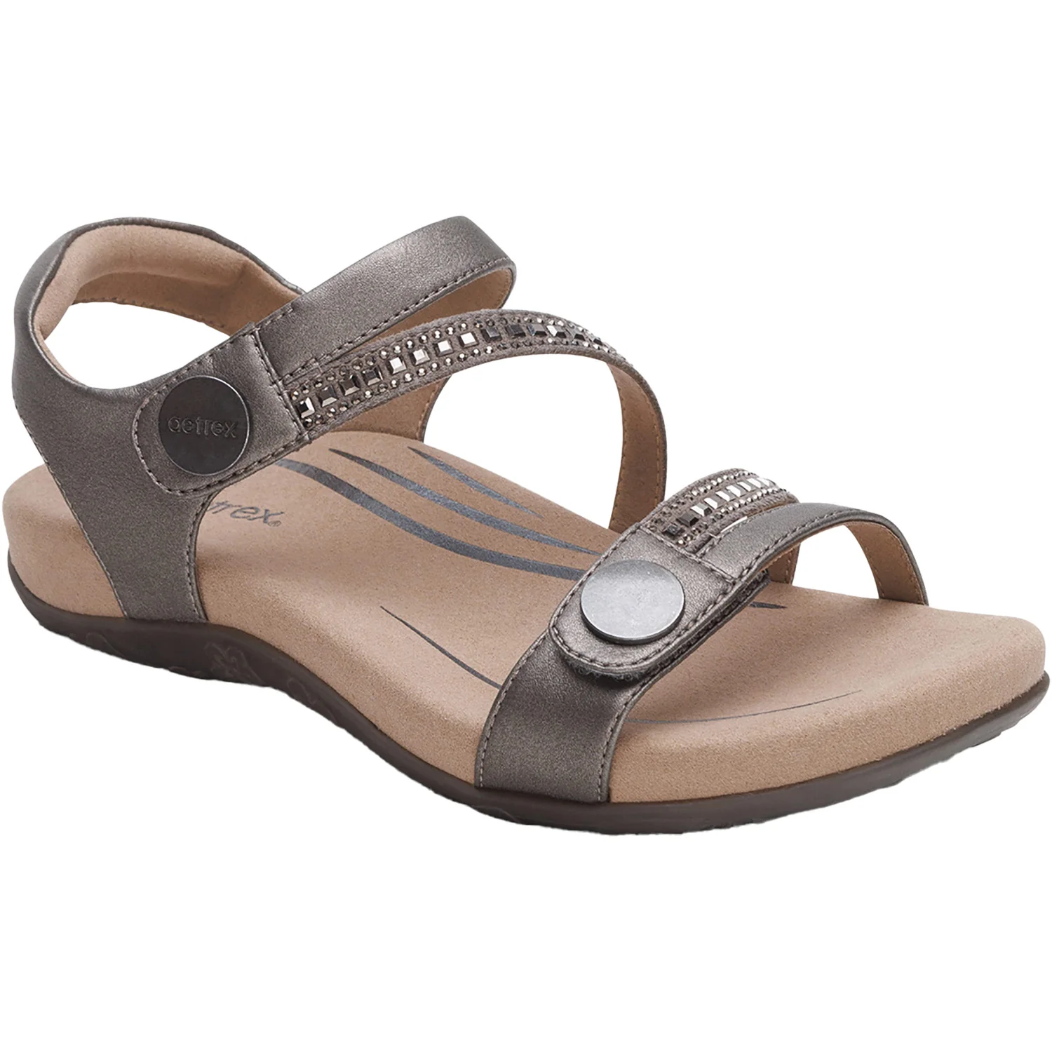 Aetrex Jess Women's Sandals Jeweled Pewter Sparkle - Image 5