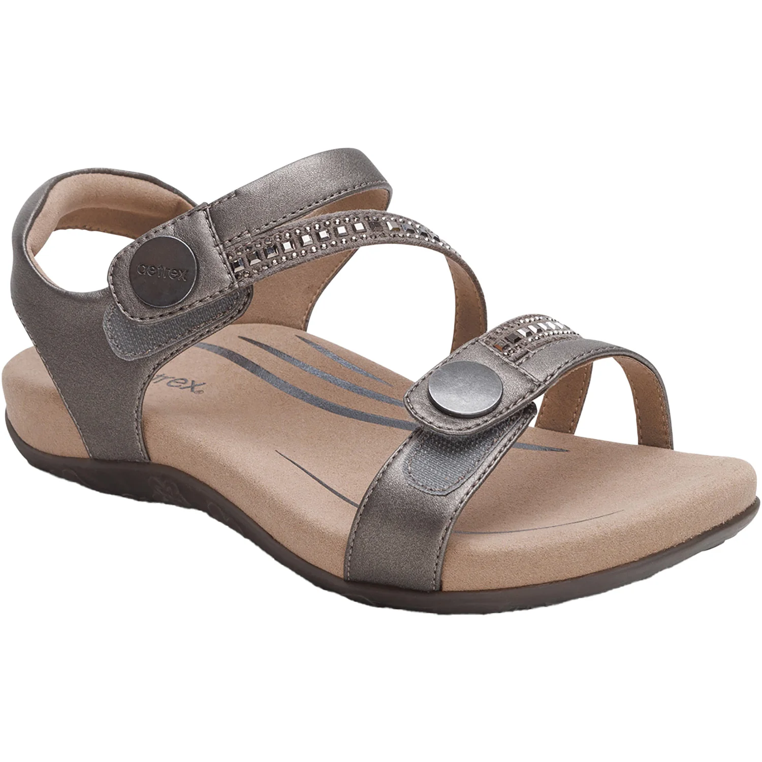 Aetrex Jess Women's Sandals Jeweled Pewter Sparkle - Image 6