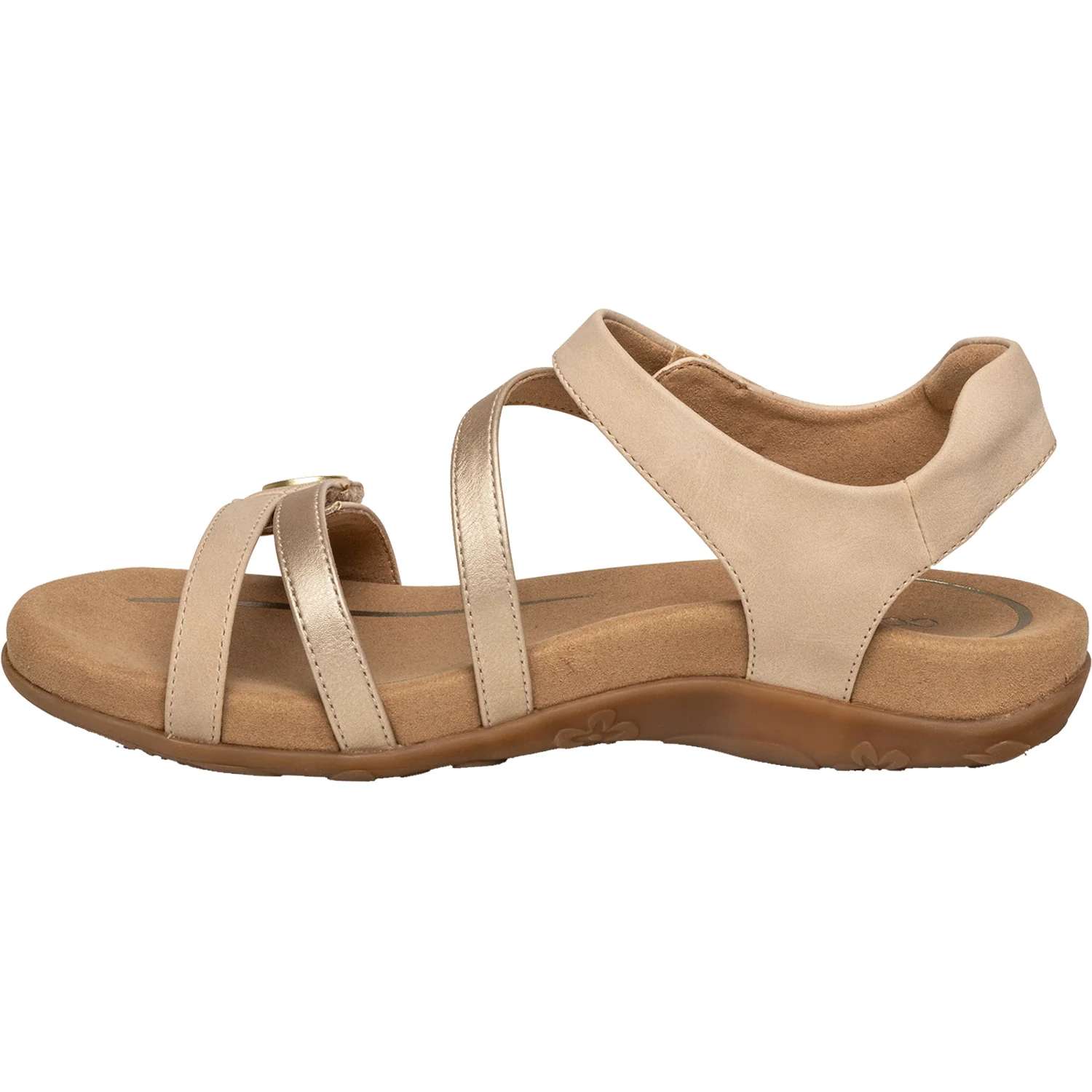 Aetrex Jess Women's Quarter Strap Sandals Tan Synthetic - Image 3