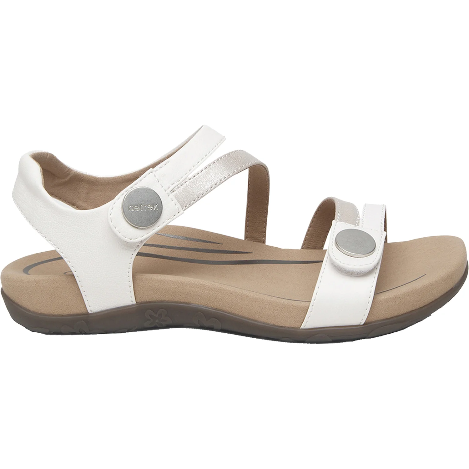 Aetrex Jess Women's Quarter Strap Sandals White Synthetic