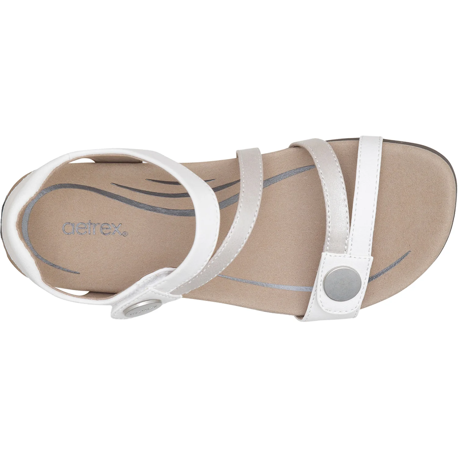 Aetrex Jess Women's Quarter Strap Sandals White Synthetic - Image 2