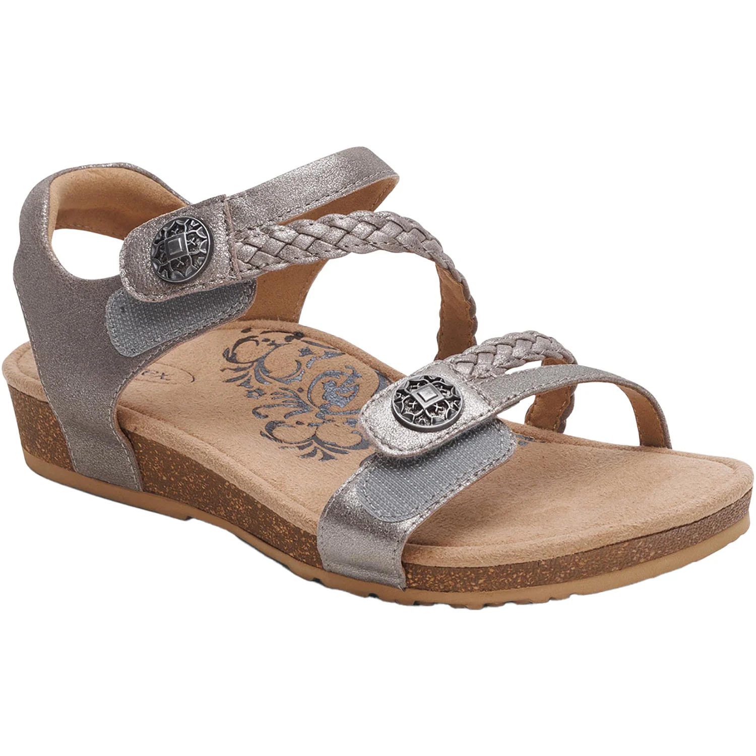 Aetrex Jillian Women's Sandals Brushed Silver - Image 6