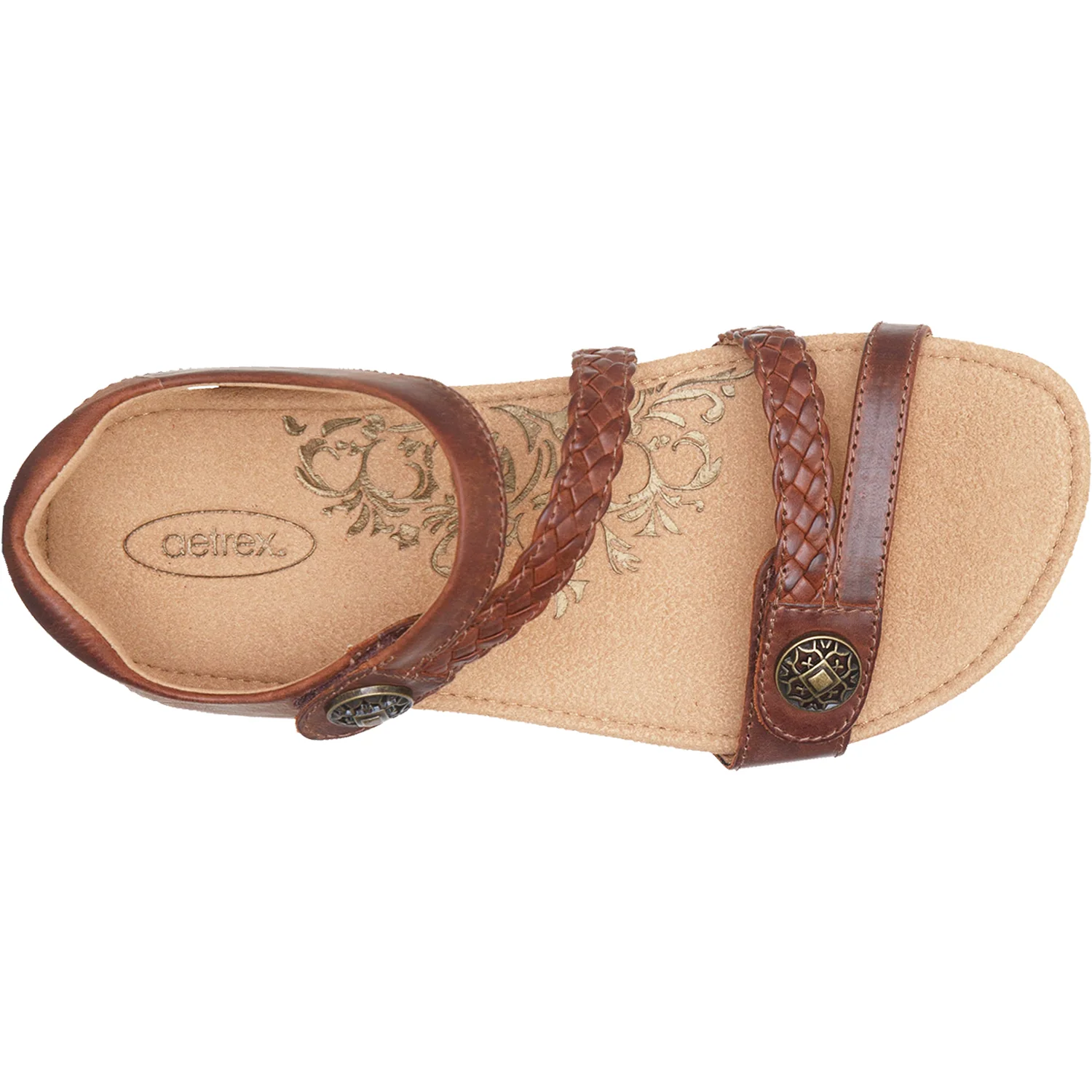 Aetrex Jillian Women's Backstrap Sandals Walnut Leather - Image 2