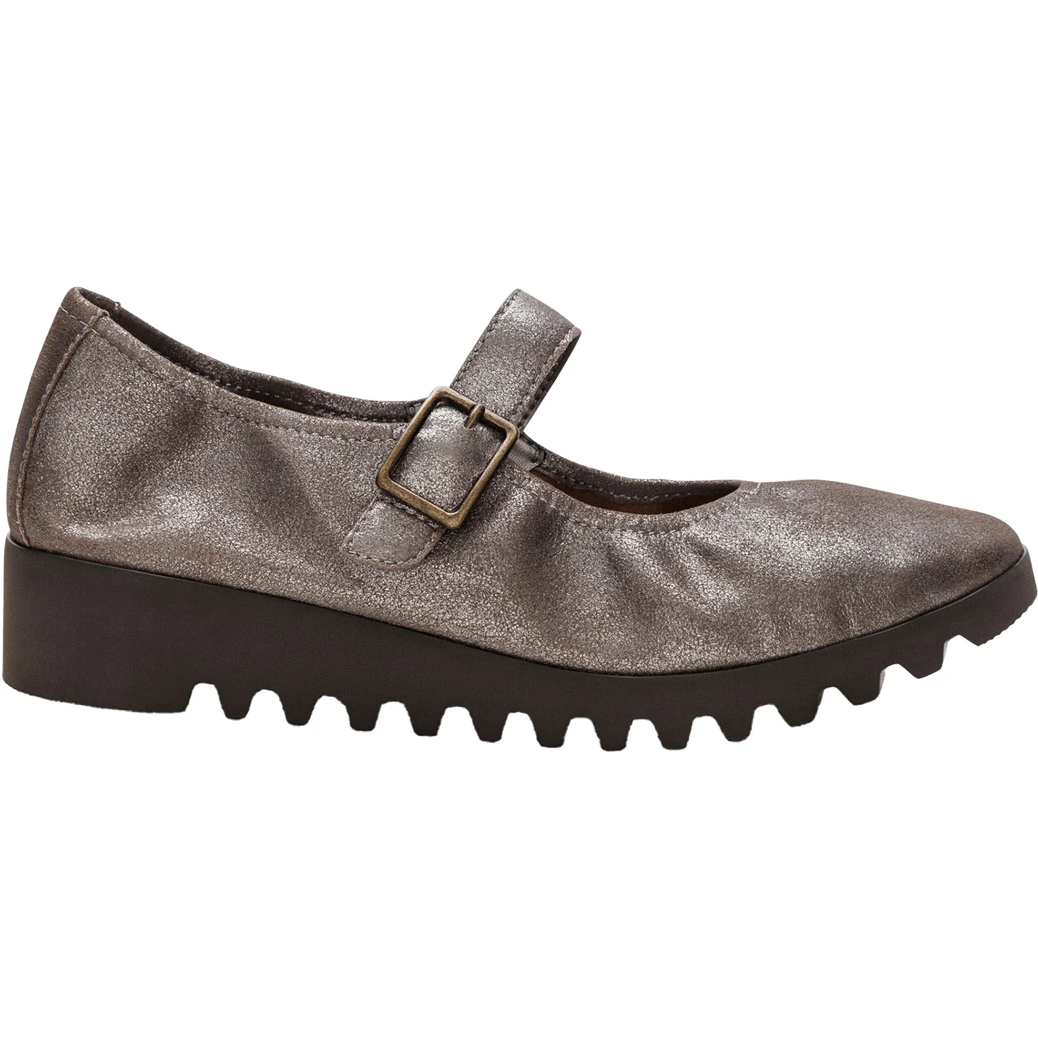 Aetrex Joanne Women's Mary Janes Brushed Silver Leather