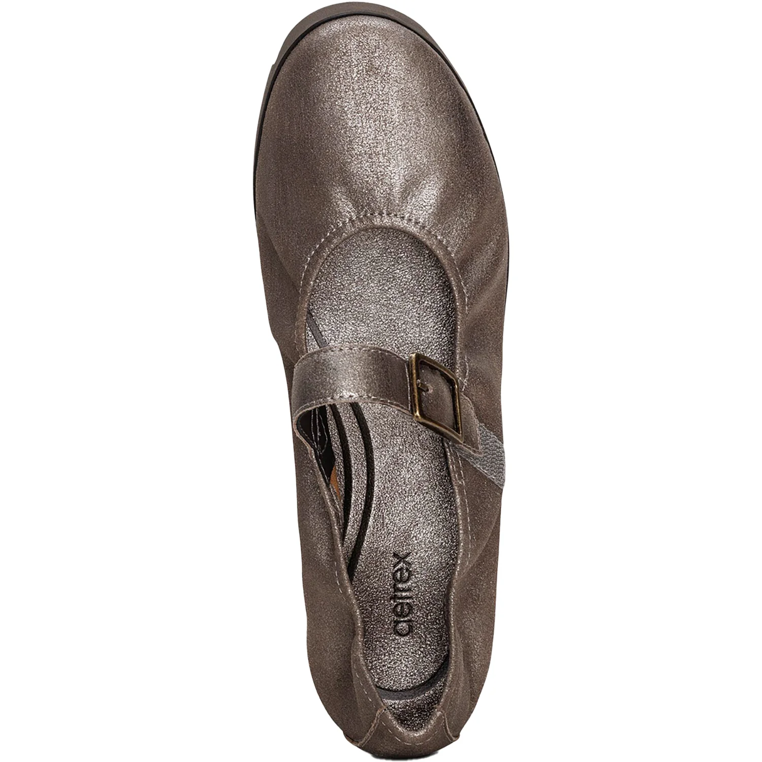 Aetrex Joanne Women's Mary Janes Brushed Silver Leather - Image 2