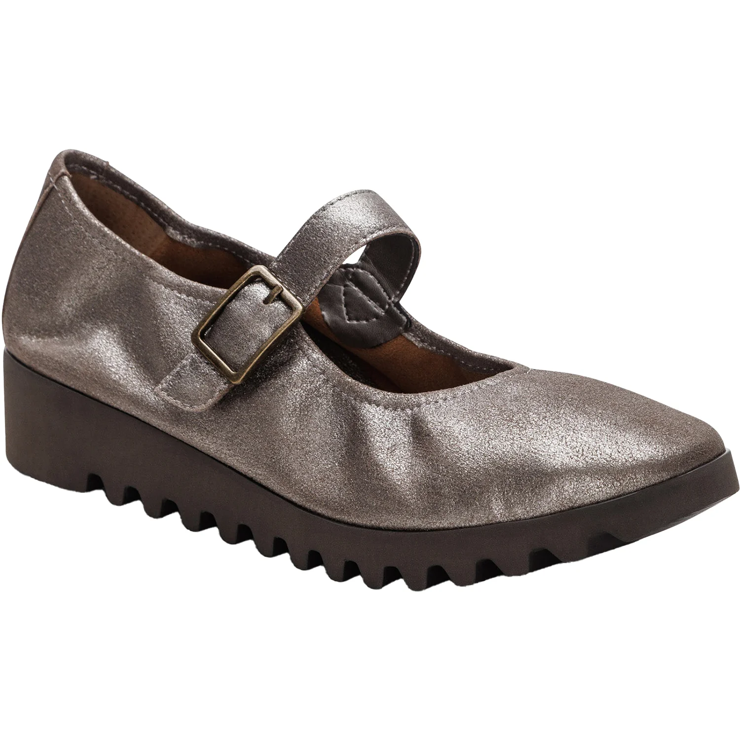 Aetrex Joanne Women's Mary Janes Brushed Silver Leather - Image 5