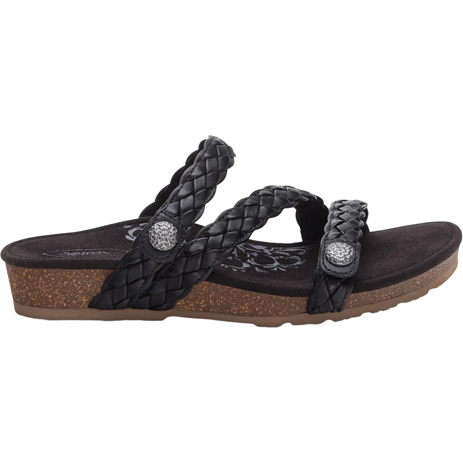 Aetrex Josie Braided Women's Slide Sandals Black