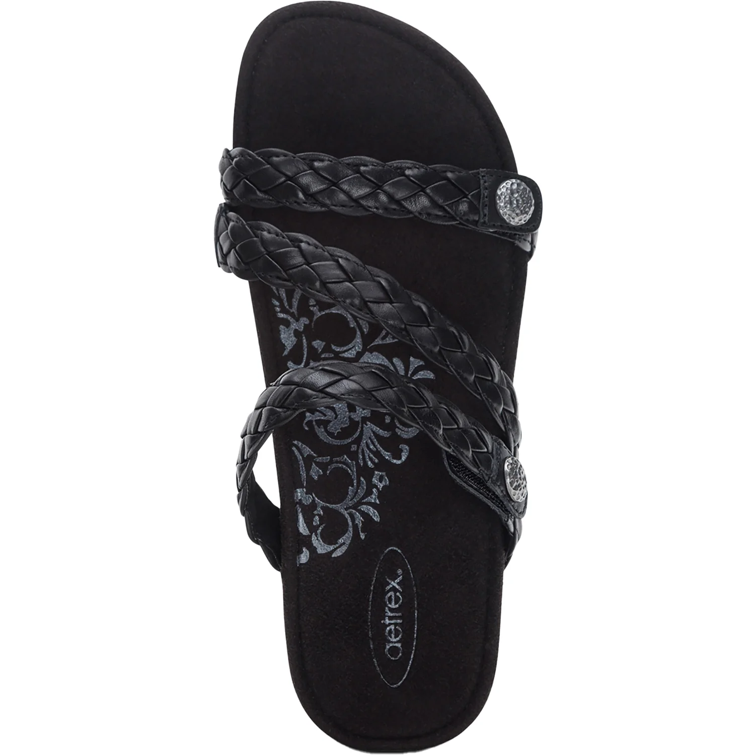 Aetrex Josie Braided Women's Slide Sandals Black - Image 2