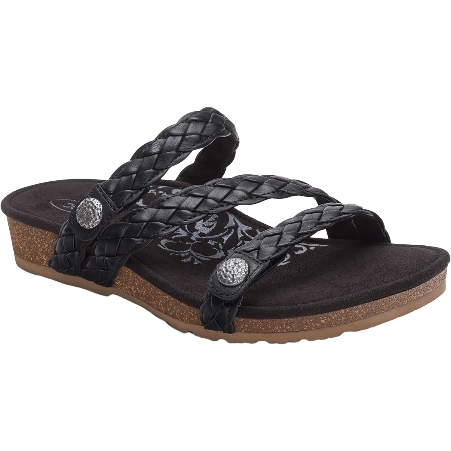 Aetrex Josie Braided Women's Slide Sandals Black - Image 5