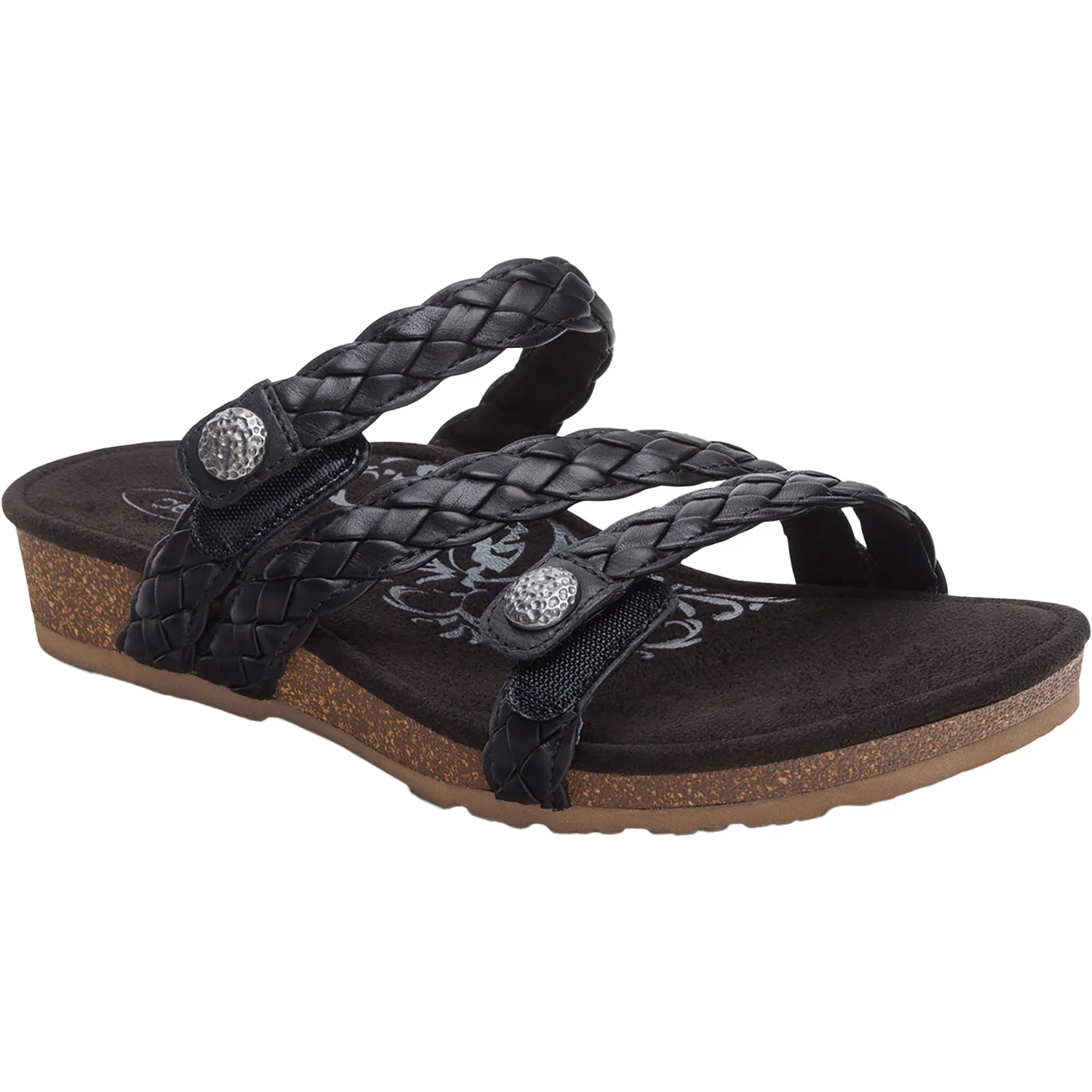 Aetrex Josie Braided Women's Slide Sandals Black - Image 6