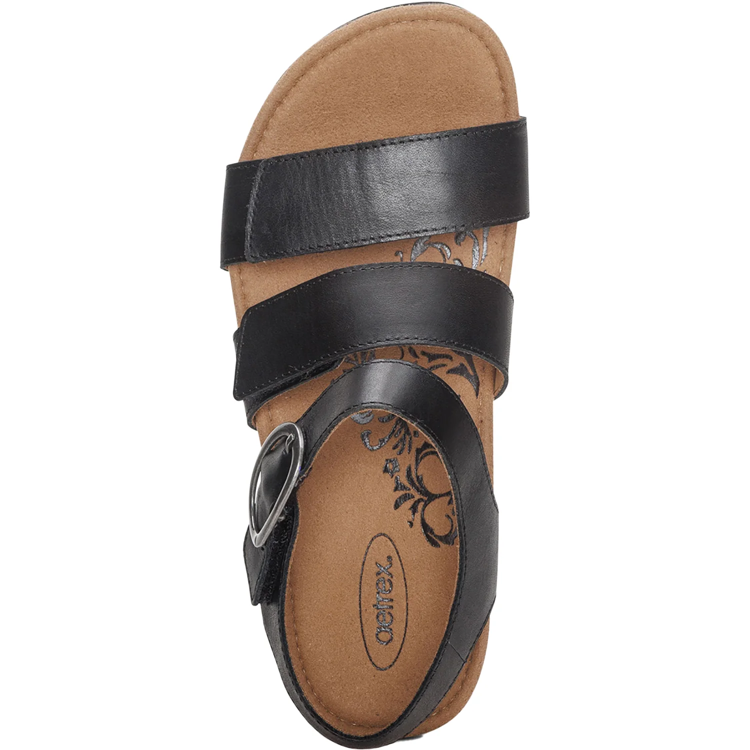 Aetrex Lilly Women's Sandals Black Leather - Image 2