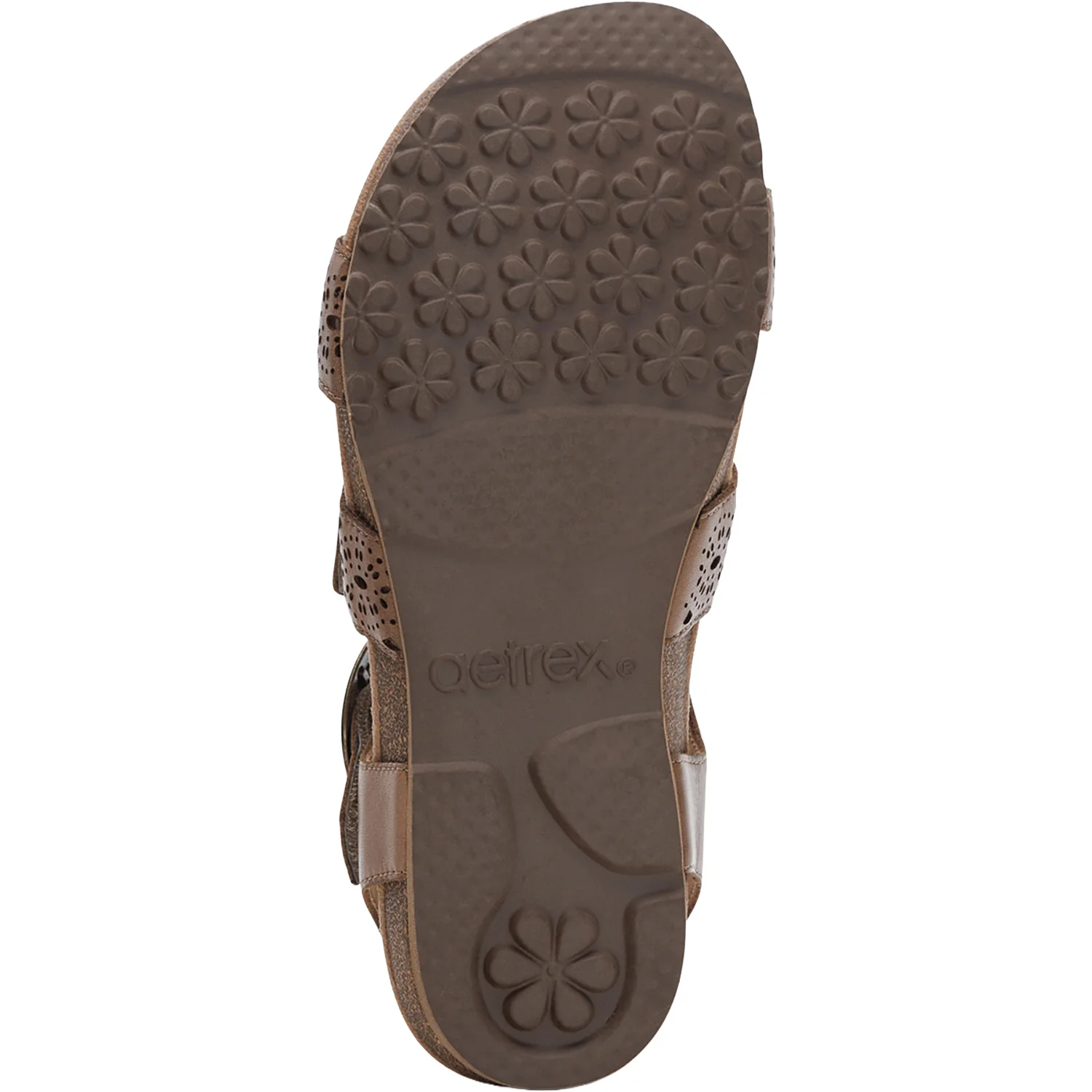 Aetrex Lilly Women's Sandals Taupe Cutout Leather - Image 4