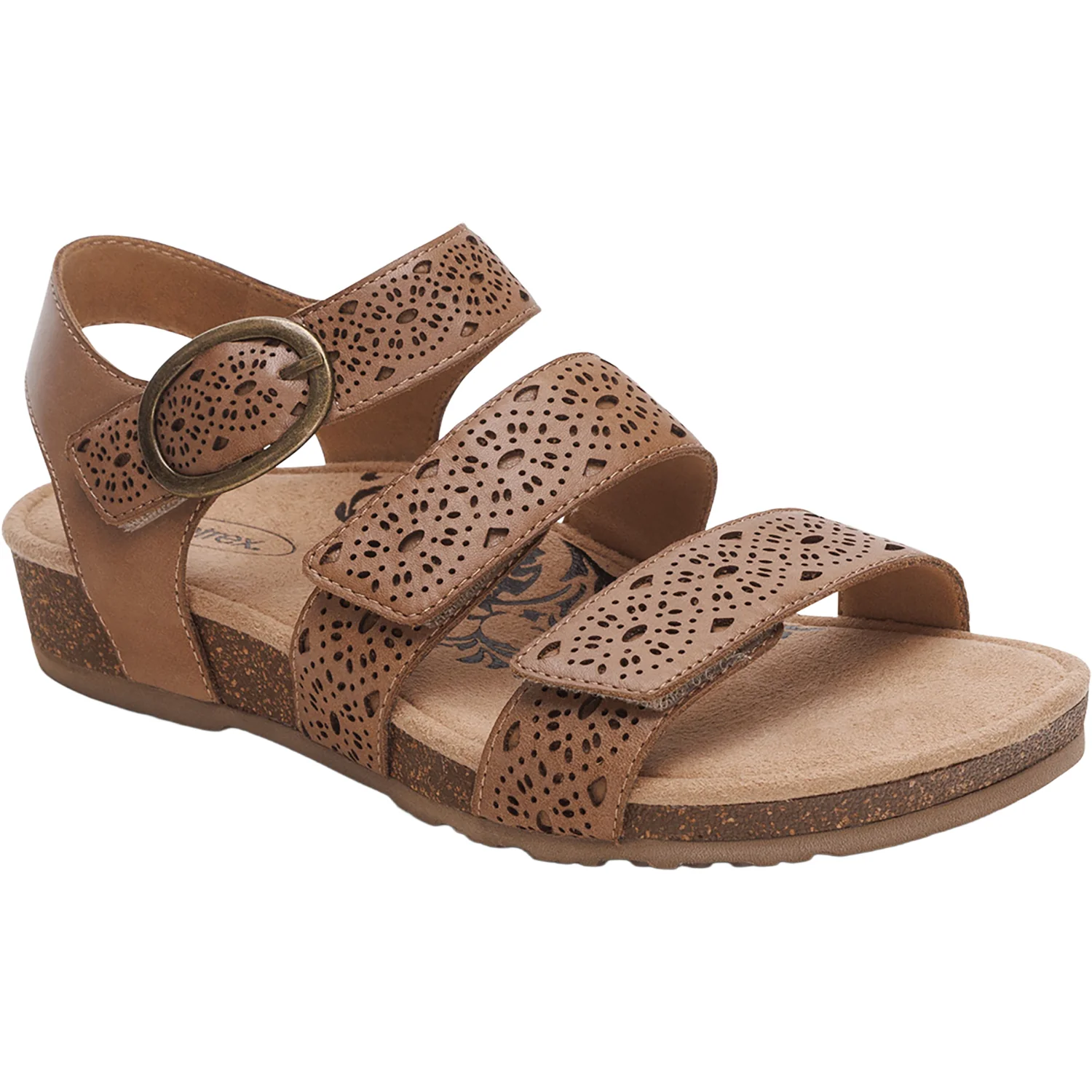 Aetrex Lilly Women's Sandals Taupe Cutout Leather - Image 5