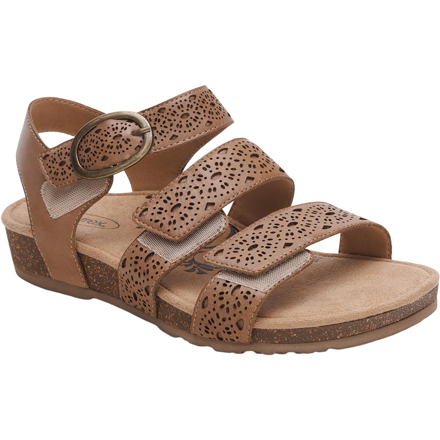 Aetrex Lilly Women's Sandals Taupe Cutout Leather - Image 6