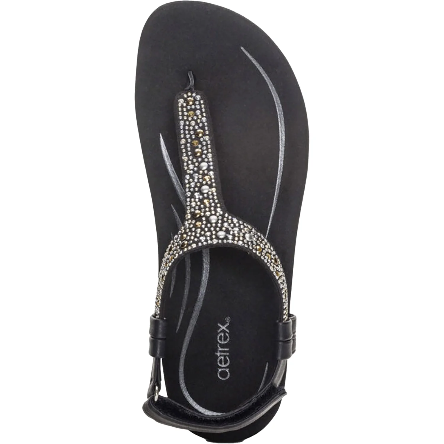 Aetrex Marni Women's Thong Sandals Black With Embellishments Synthetic - Image 2