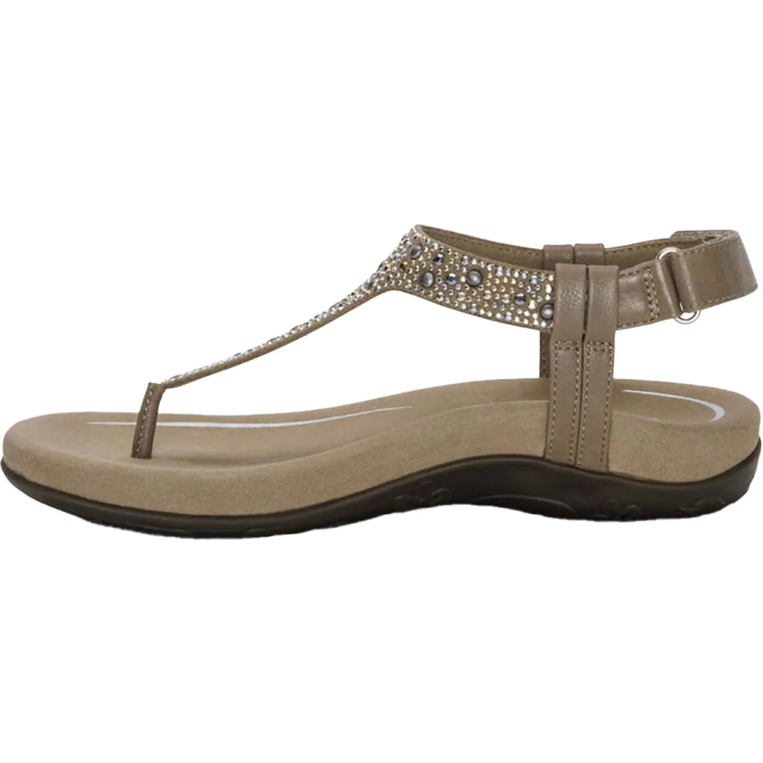 Aetrex Marni Women's Sandals Taupe With Embellishments Synthetic - Image 3