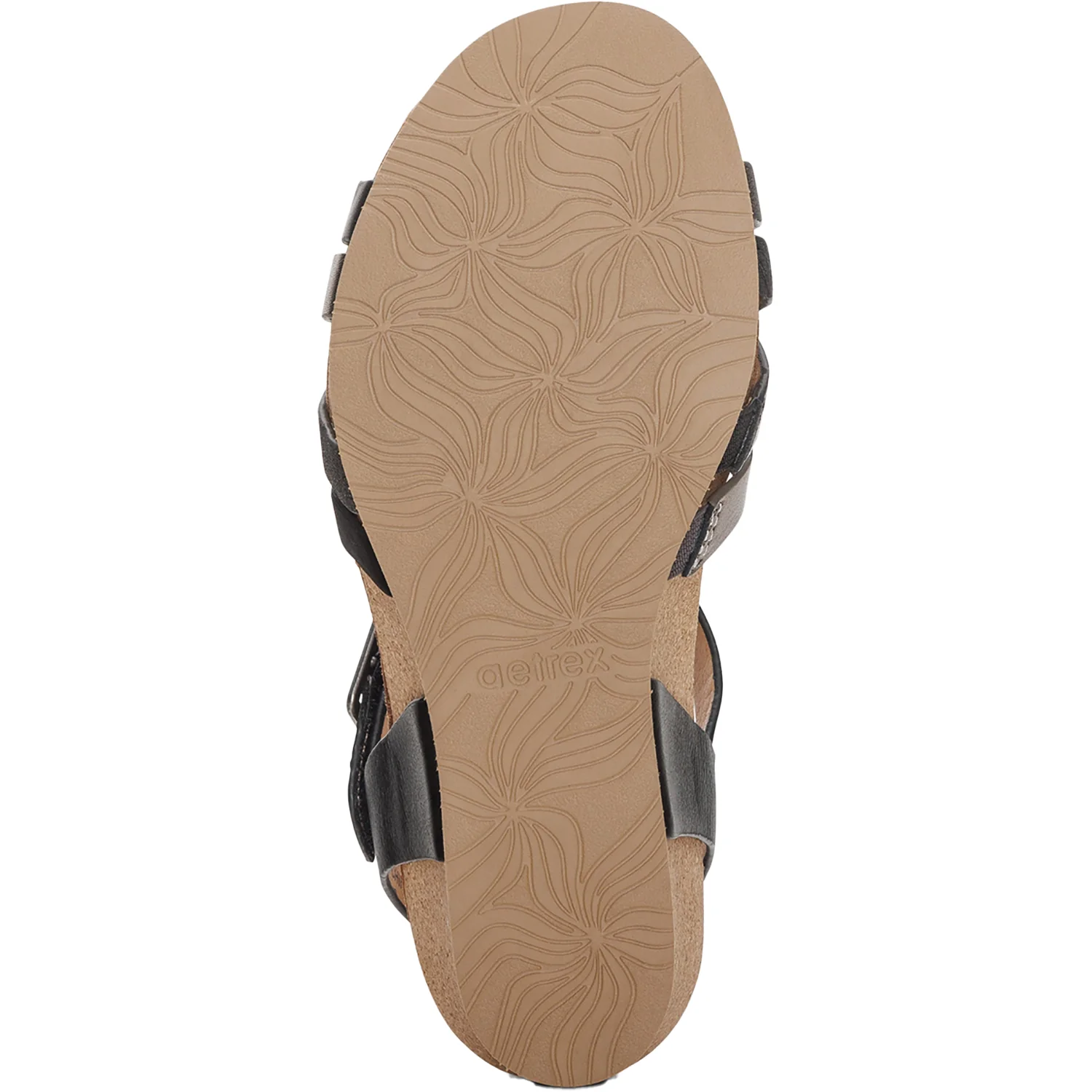 Aetrex Noelle Women's Wedge Sandals Black Multi Leather - Image 4