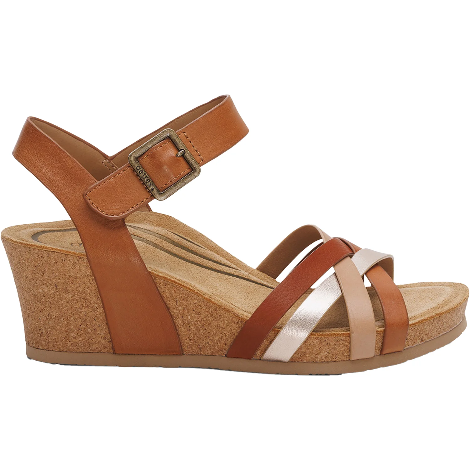 Aetrex Noelle Women's Wedge Sandals Ginger Multi Leather