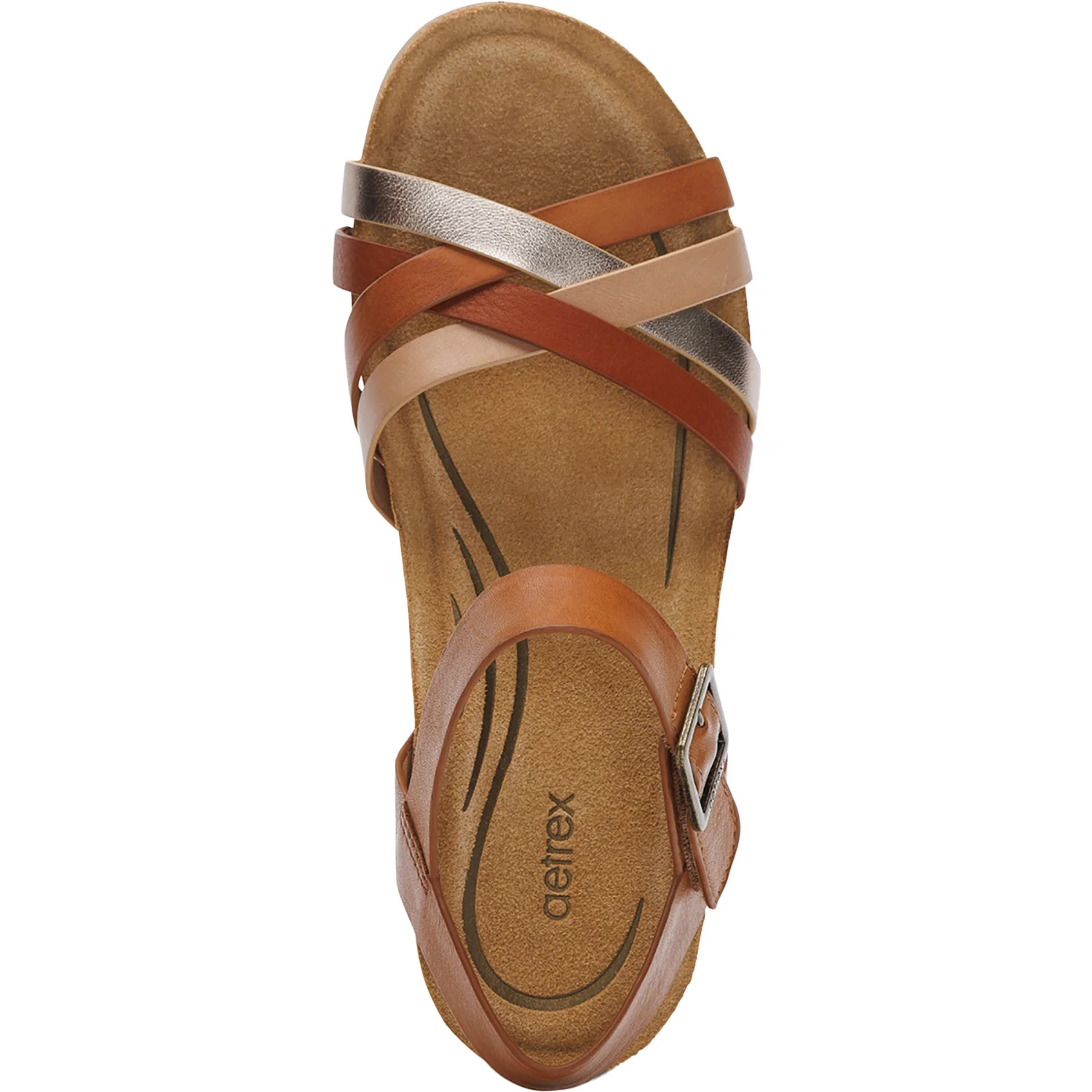 Aetrex Noelle Women's Wedge Sandals Ginger Multi Leather - Image 2