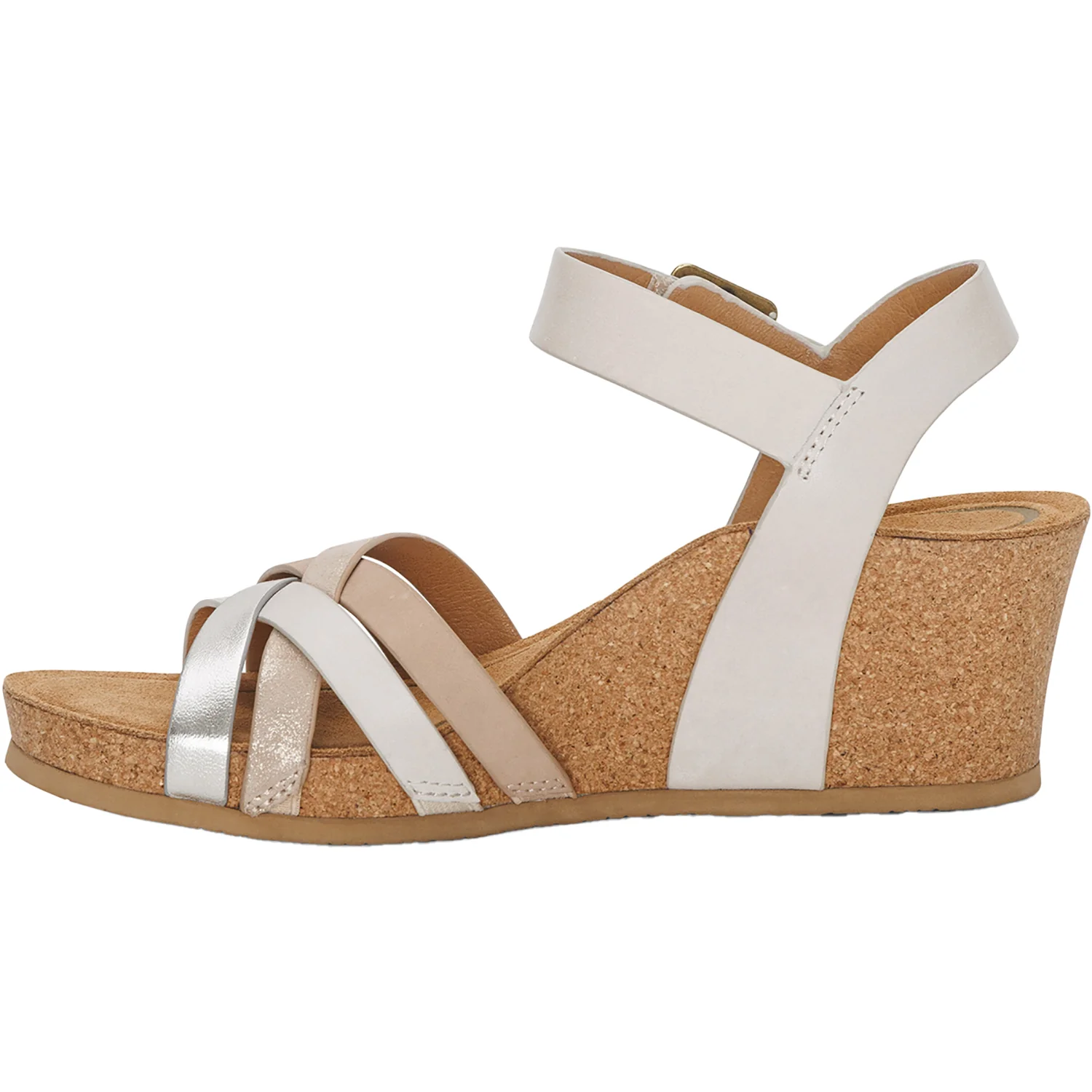 Aetrex Noelle Women's Wedge Sandals Ivory Multi Leather - Image 3