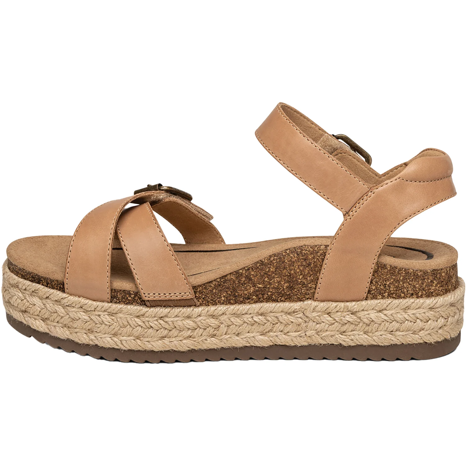 Aetrex Paula Women's Espadrille Sandals Aetrex Paula Camel Leather - Image 3