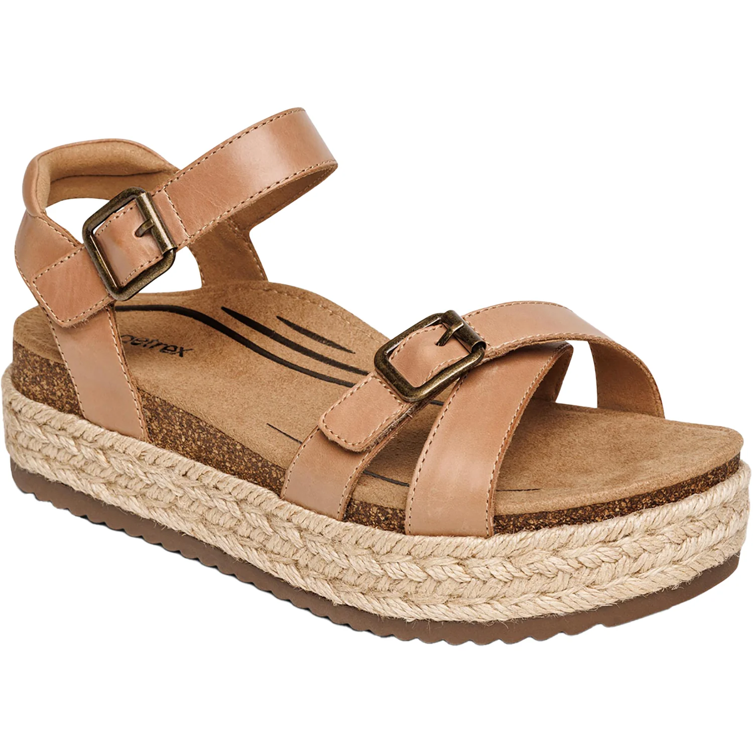Aetrex Paula Women's Espadrille Sandals Aetrex Paula Camel Leather - Image 5