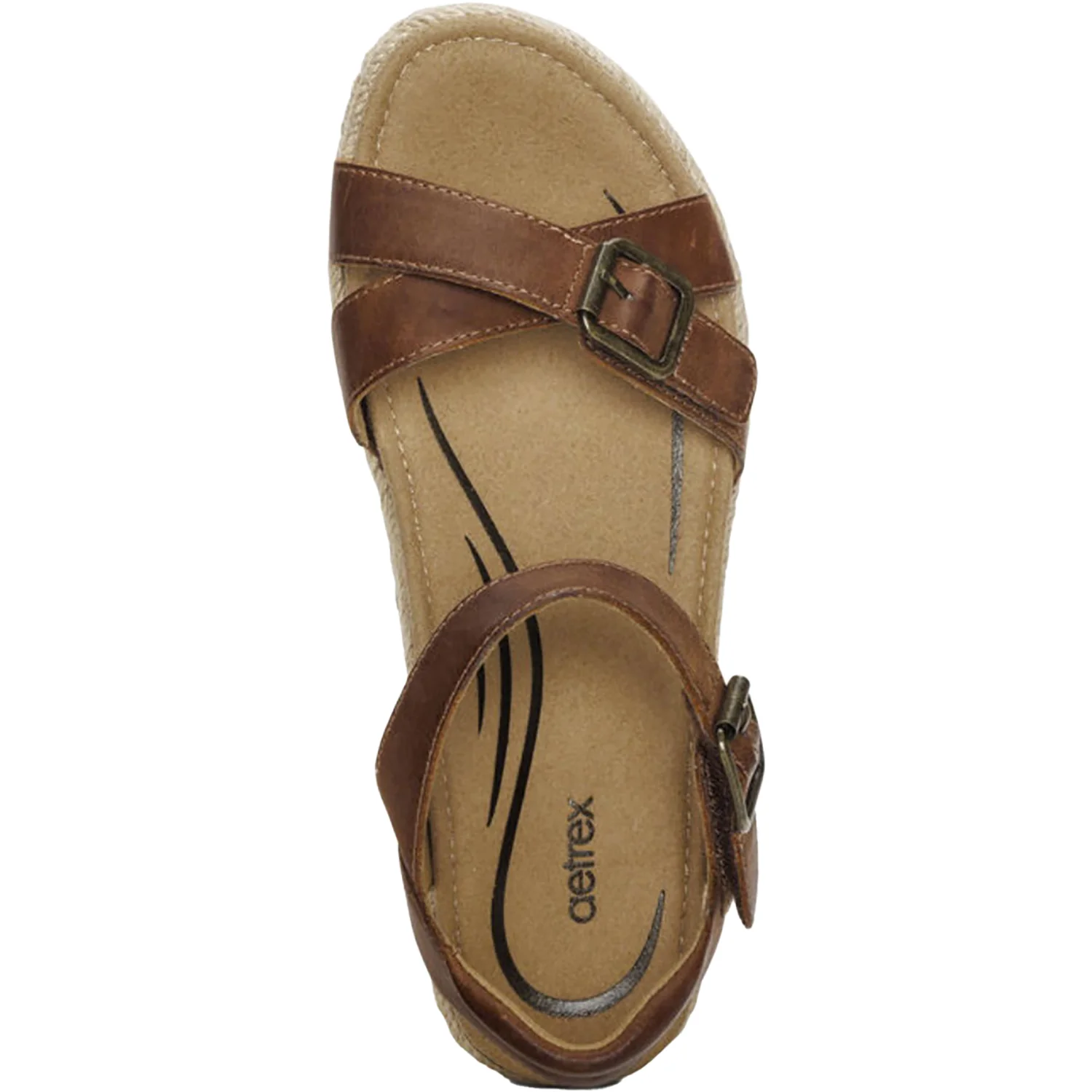 Aetrex Paula Women's Espadrille Sandals Walnut Leather - Image 2