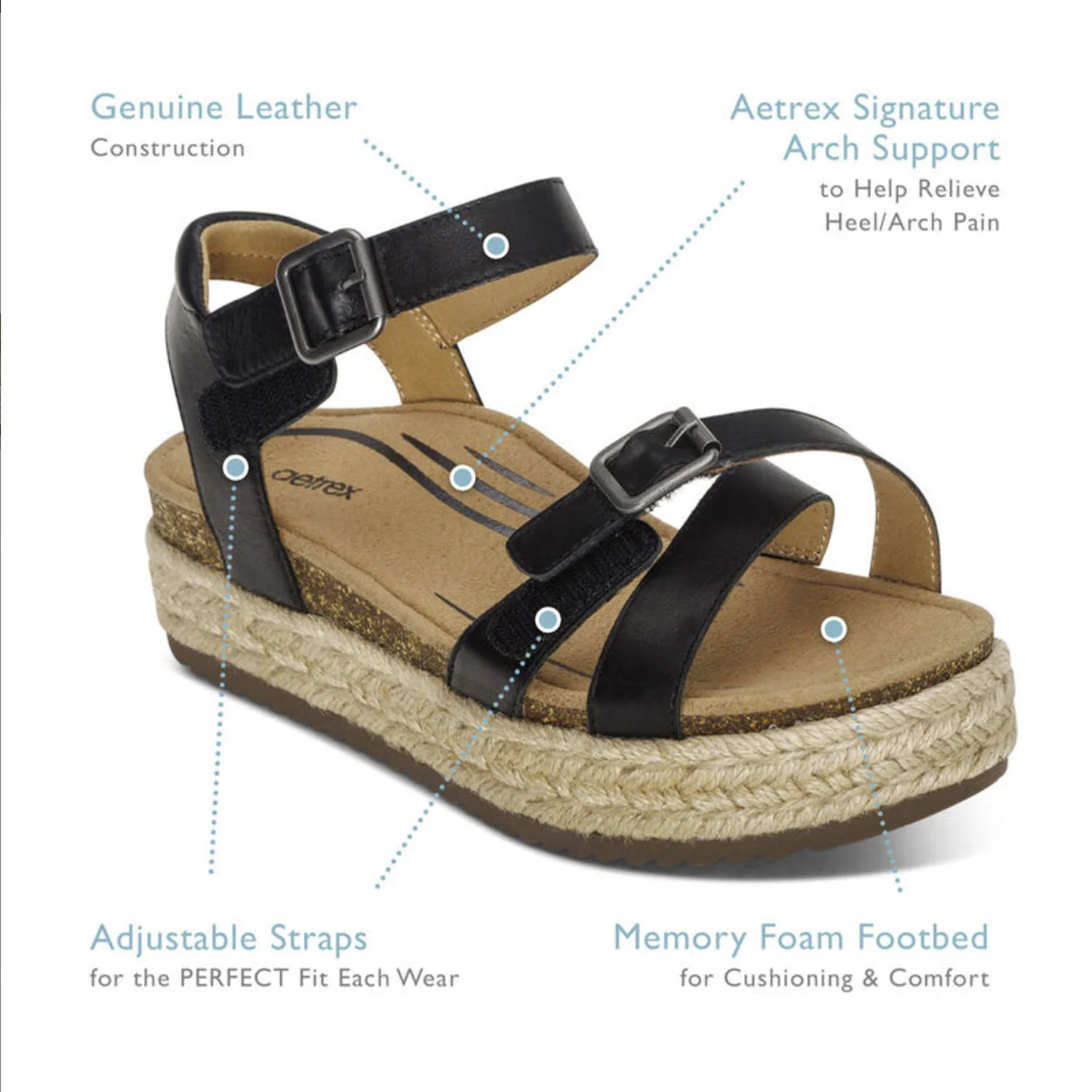 Aetrex Paula Women's Espadrille Sandals Walnut Leather - Image 5