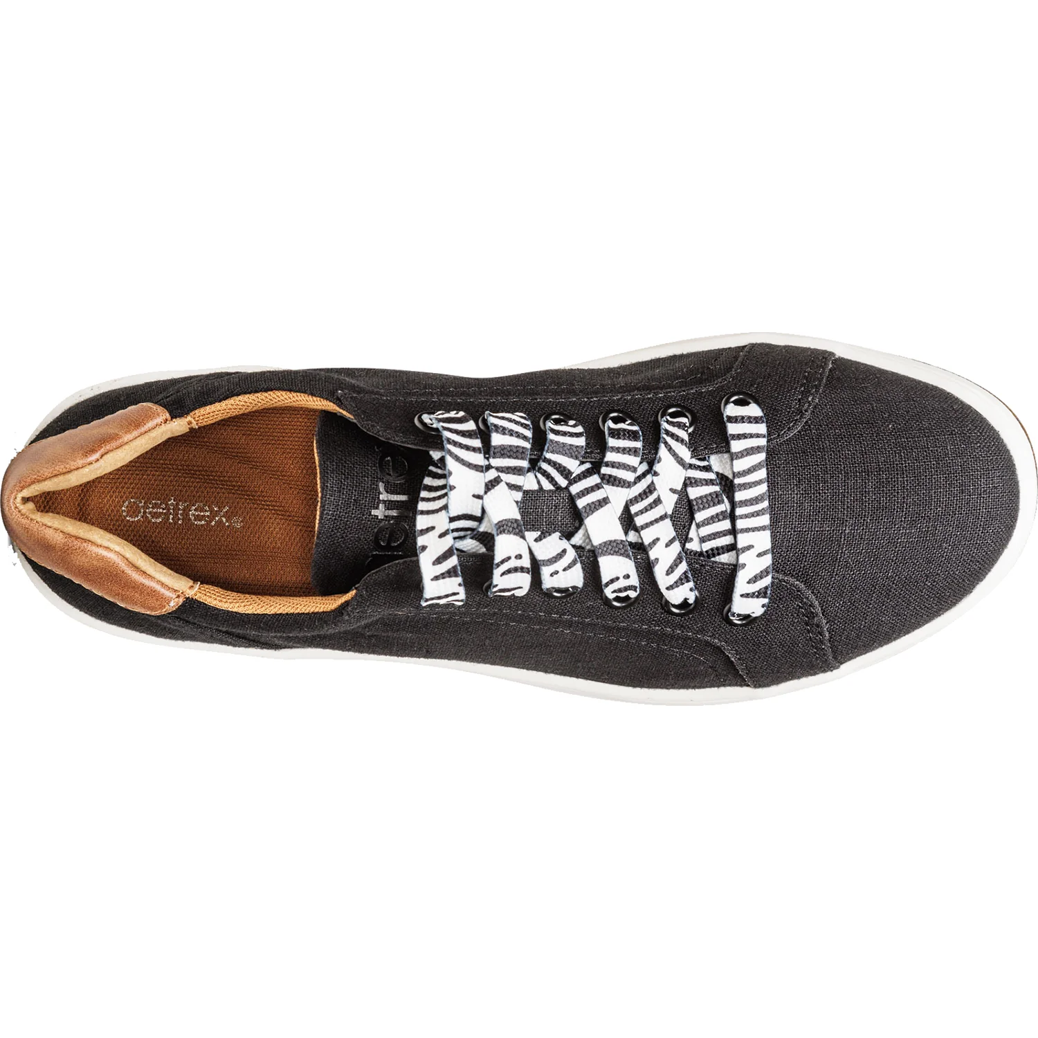 Aetrex Renee Women's Arch Support Sneakers Black Canvas - Image 2
