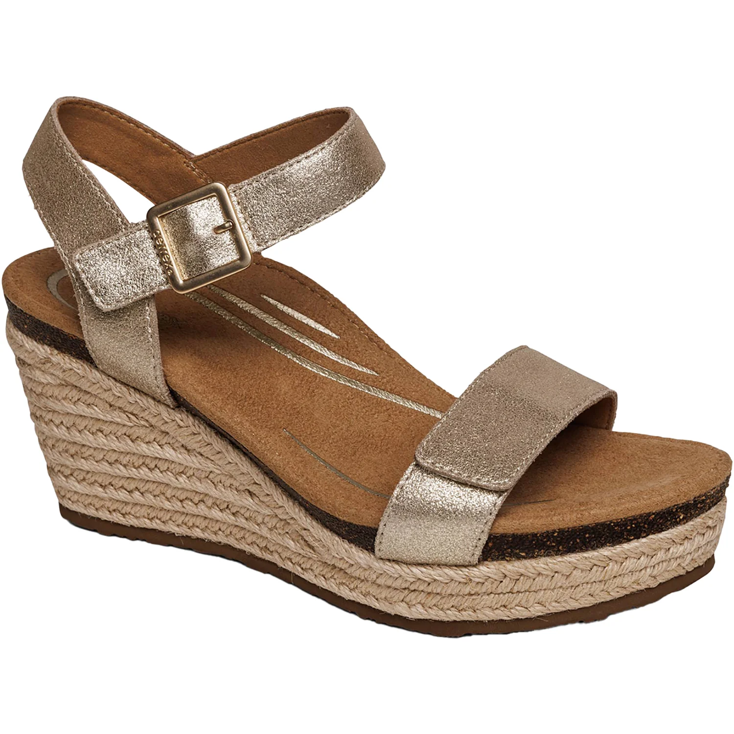 Aetrex Sydney Women's Quarter Strap Sandals Champagne Leather - Image 5