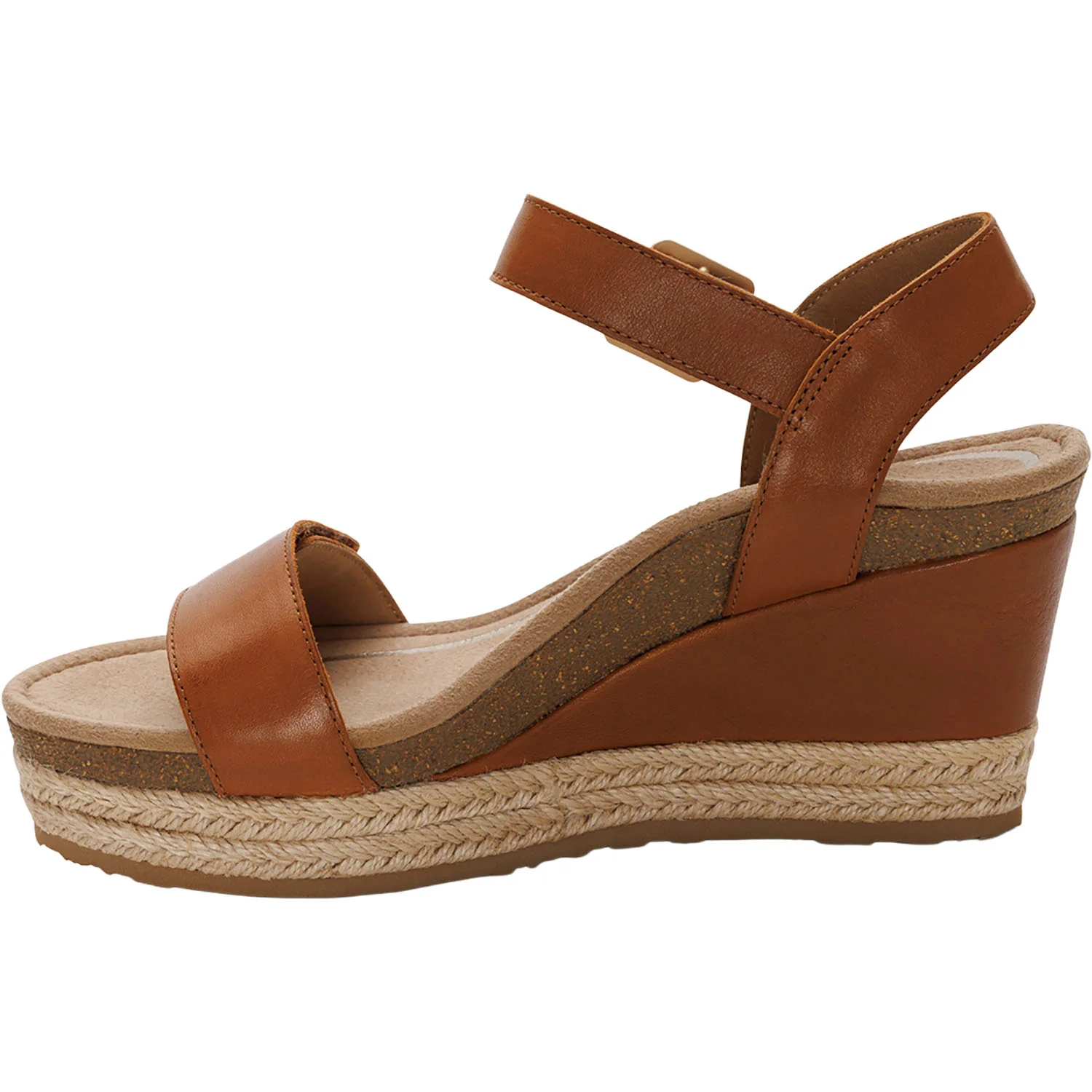 Aetrex Sydney Women's Wedge Sandals Cognac Leather - Image 3