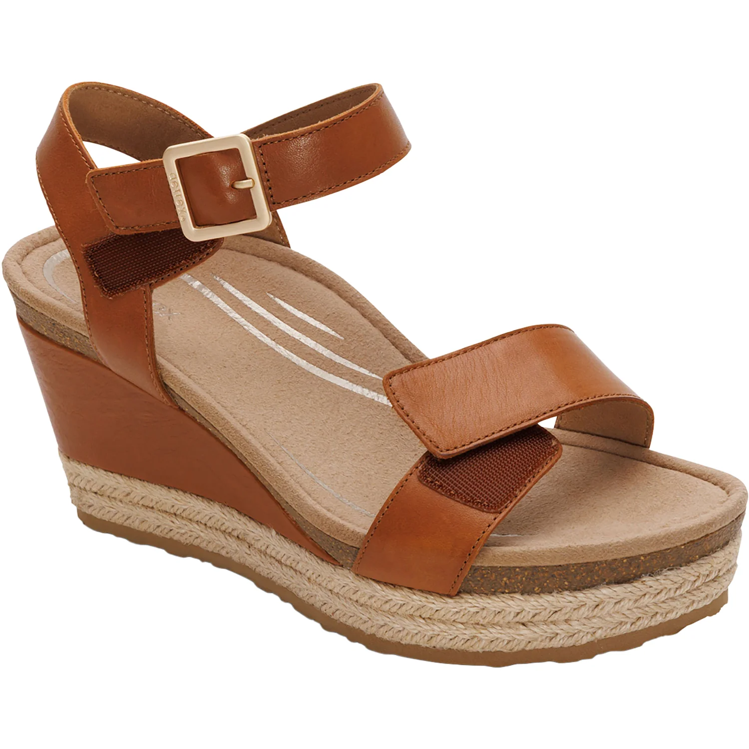 Aetrex Sydney Women's Wedge Sandals Cognac Leather - Image 6