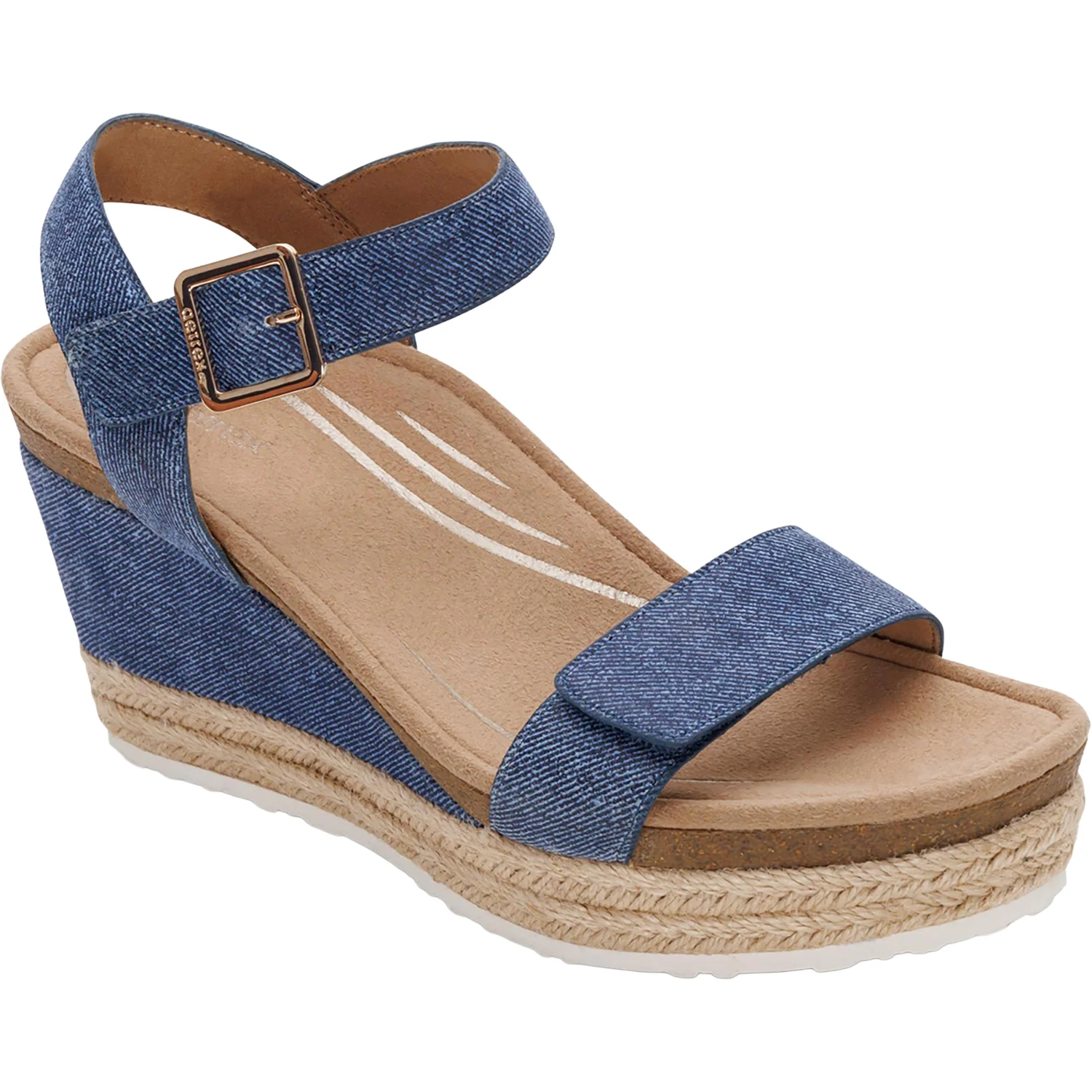 Aetrex Sydney Women's Wedge Sandals Denim - Image 5