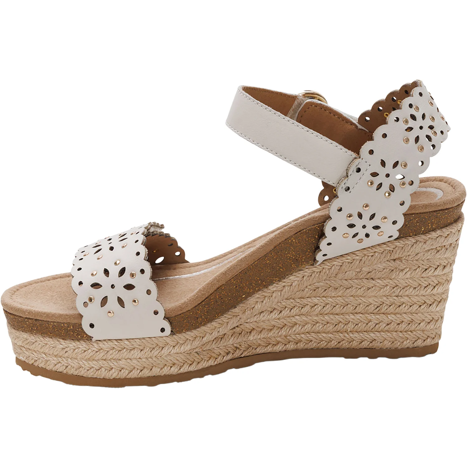 Aetrex Sydney Women's Wedge Sandals Ivory Cutout - Image 3