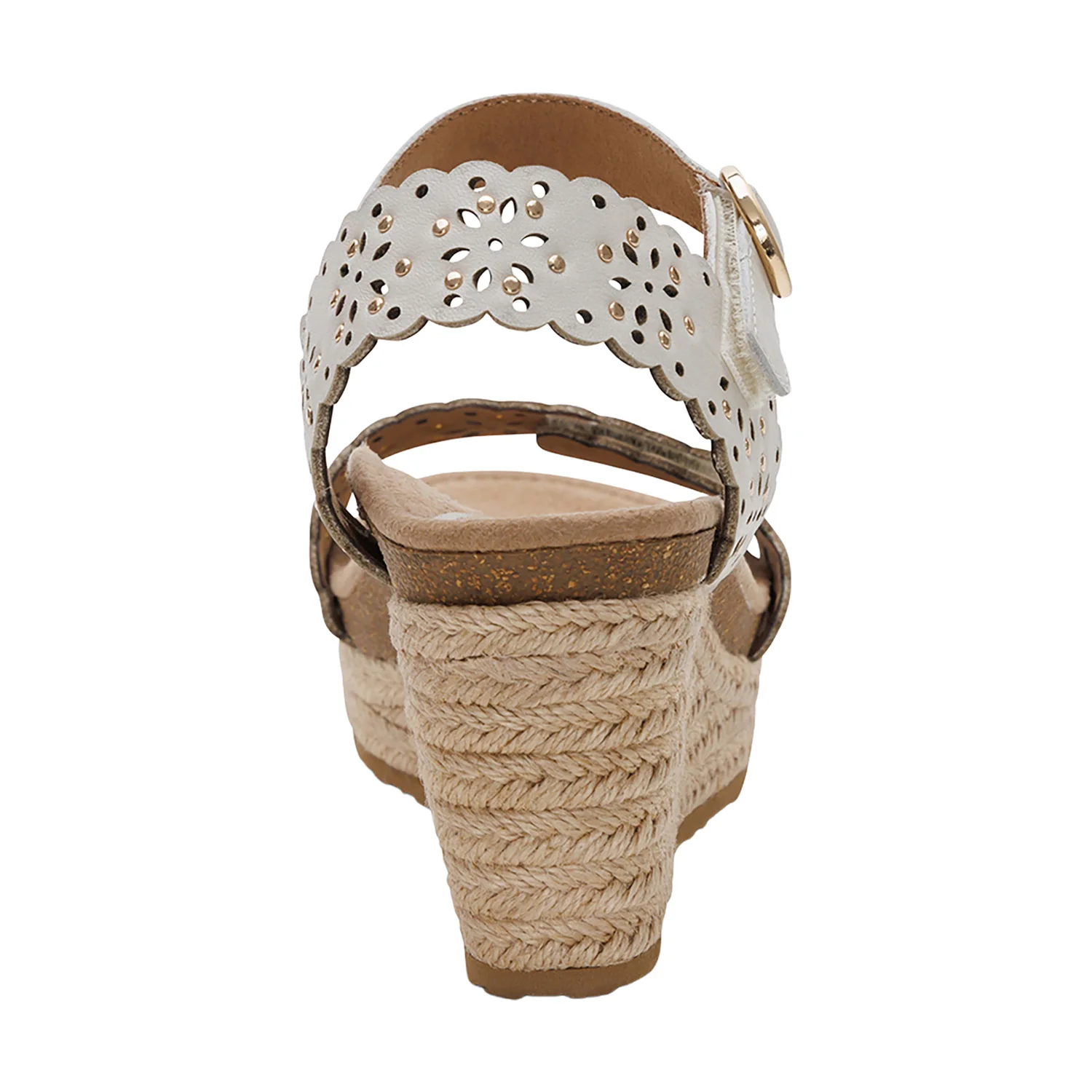 Aetrex Sydney Women's Wedge Sandals Ivory Cutout - Image 7