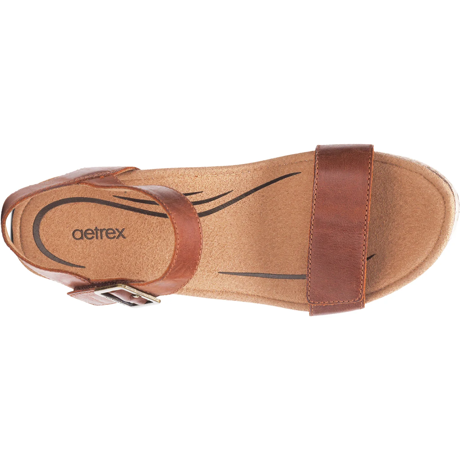 Aetrex Sydney Women's Quarter Strap Sandals Walnut Leather - Image 2