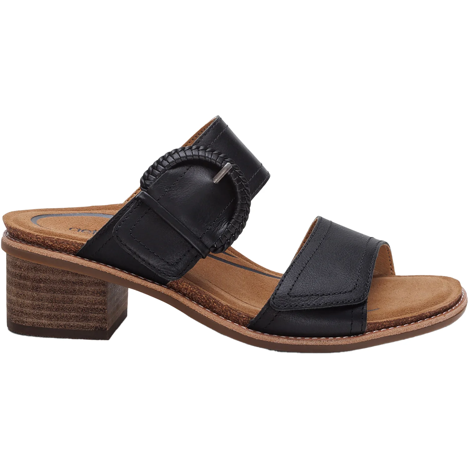 Aetrex Tatiana Women's Slide Sandals Black Leather