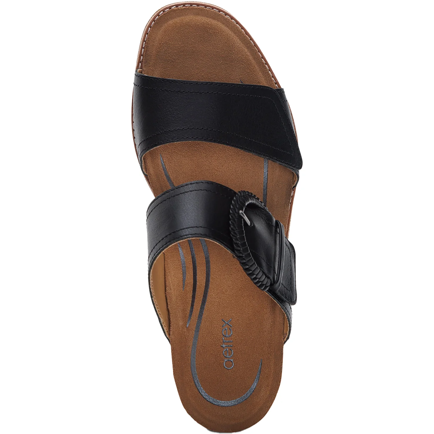Aetrex Tatiana Women's Slide Sandals Black Leather - Image 2