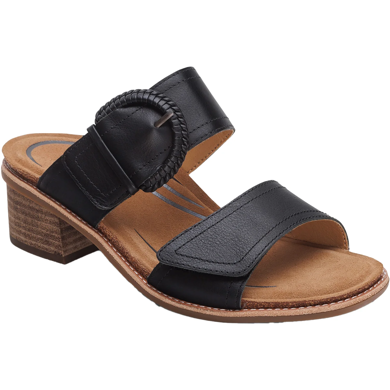 Aetrex Tatiana Women's Slide Sandals Black Leather - Image 5
