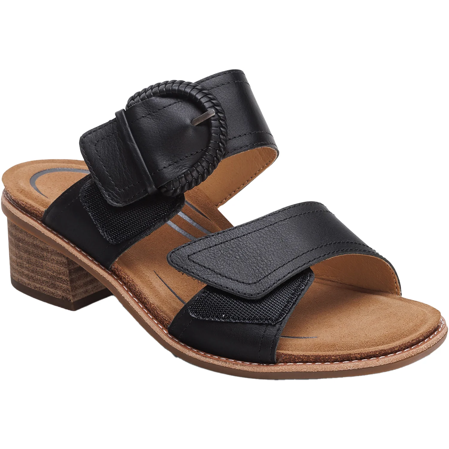 Aetrex Tatiana Women's Slide Sandals Black Leather - Image 6