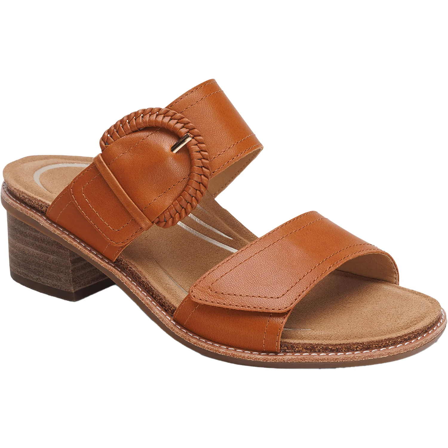 Aetrex Tatiana Women's Slide Sandals Cognac Leather - Image 5
