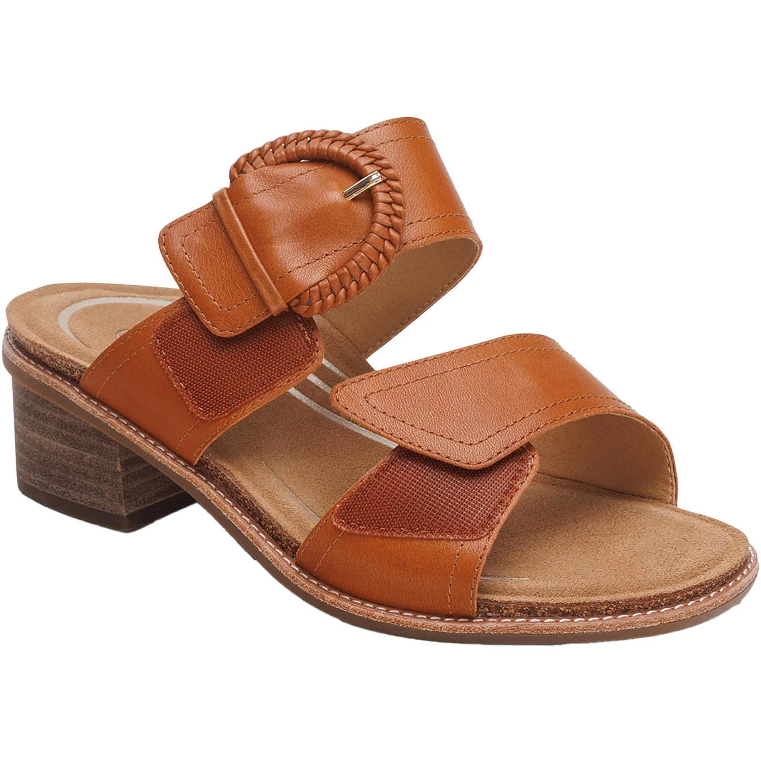Aetrex Tatiana Women's Slide Sandals Cognac Leather - Image 6
