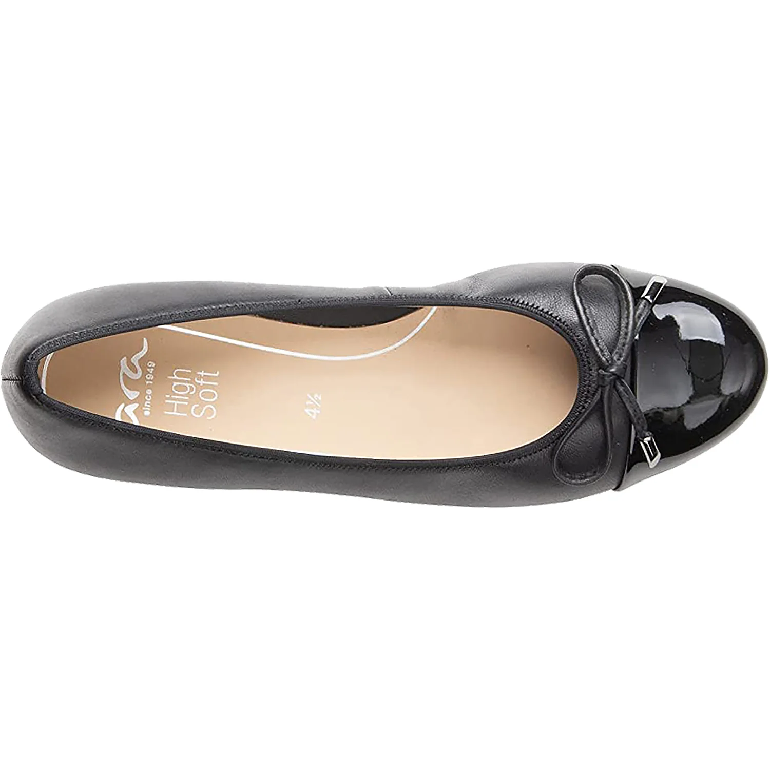 Ara Belinda Women's Slip On Ballerina Flats Black Leather/Patent - Image 2